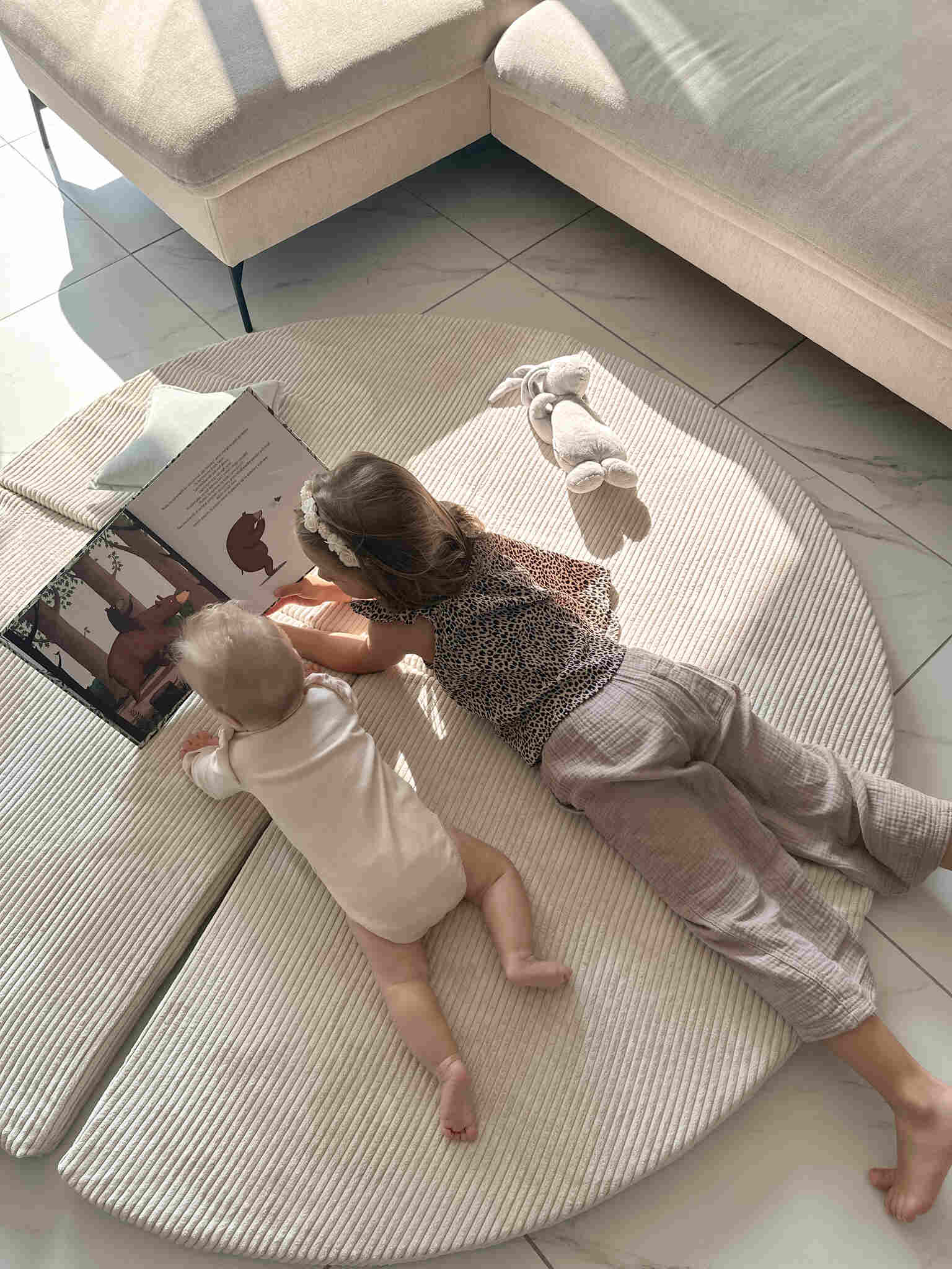 Tapis de jeu 160cm pour bébé, rond pliable en velours côtelé