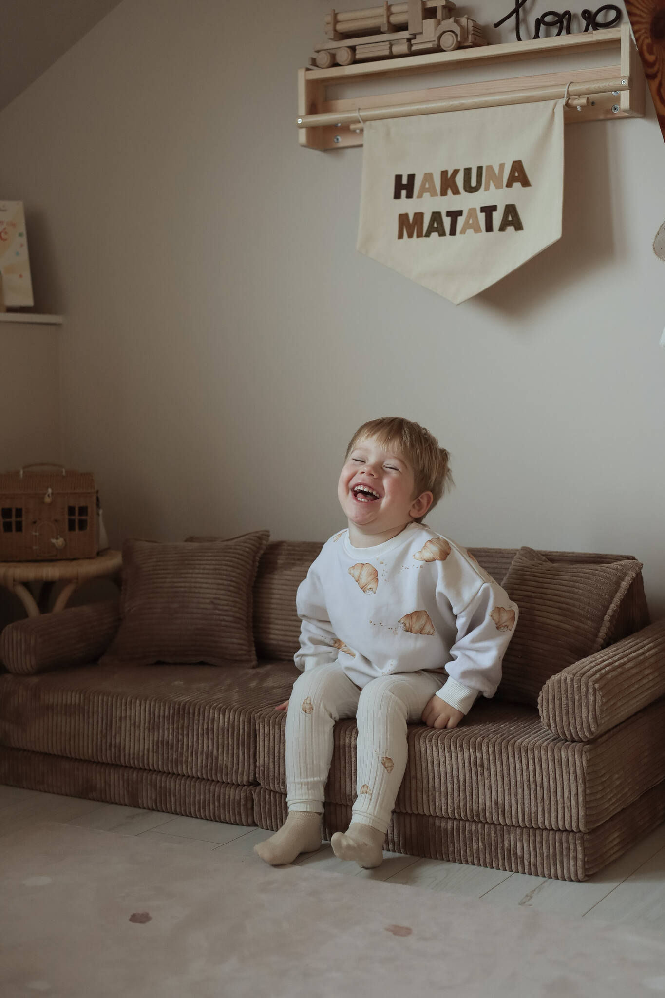 Canapé de jeu Montessori Mini Confort en velours côtelé