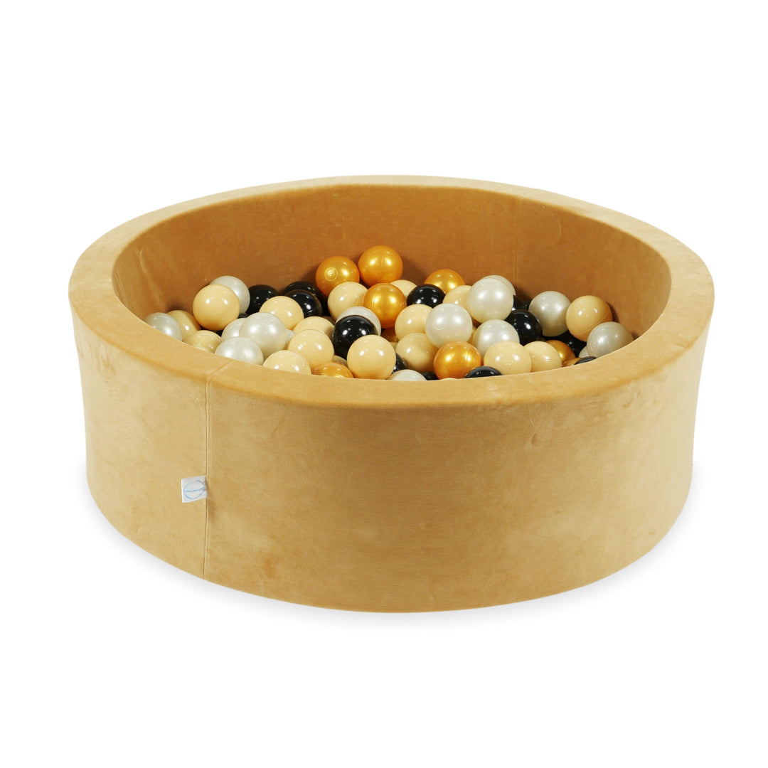 Piscine à balles en velvet soft carmel 90x30 cm avec 200 balles