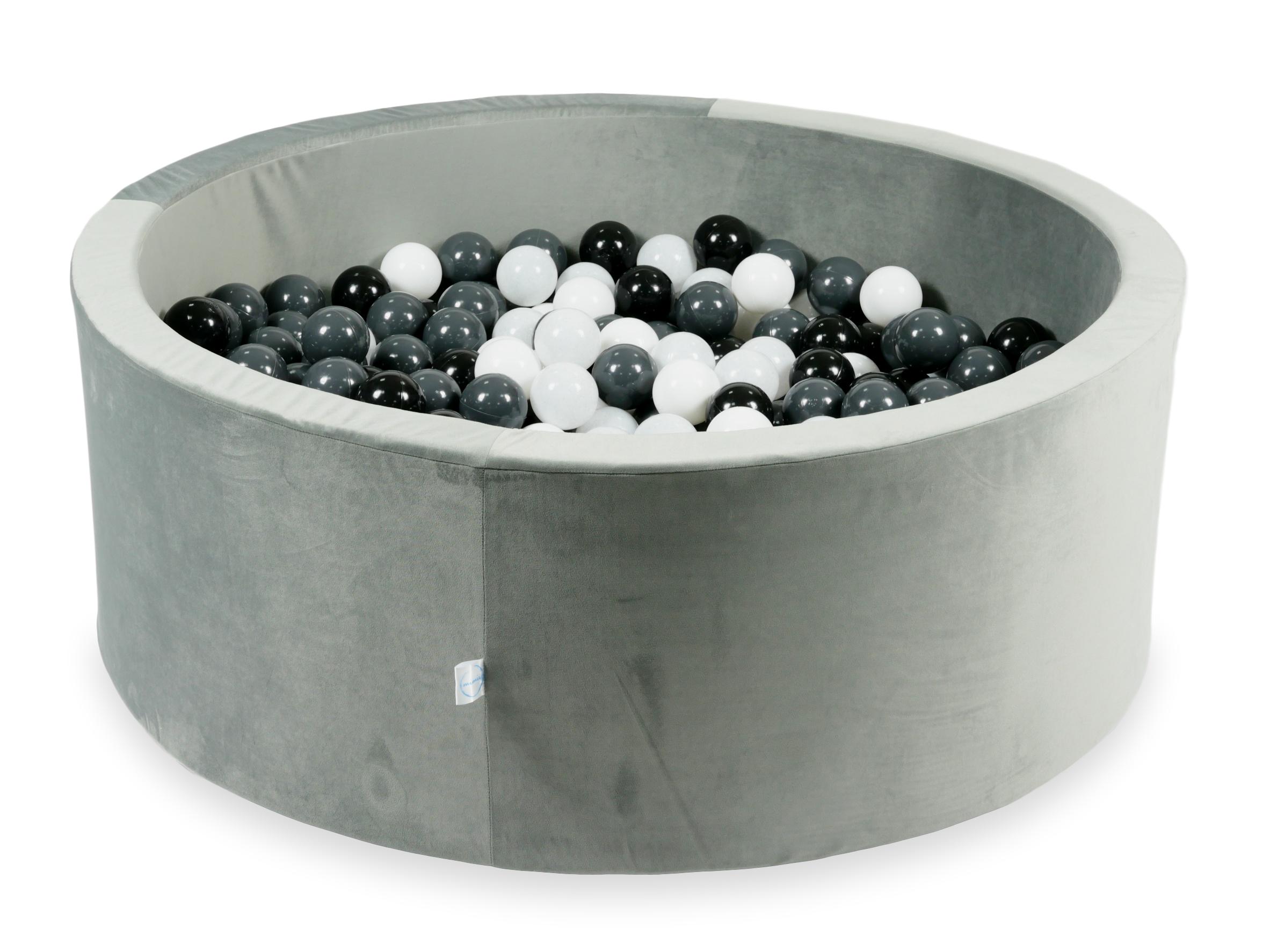 Piscine à balles en velours velvet gris 110x40 cm avec 500balles