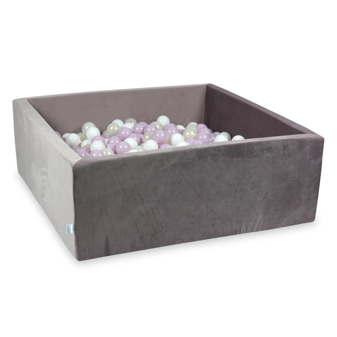 Piscine à balles carrée 110x110x40 cm en velours velvet Lilac, 600 balles