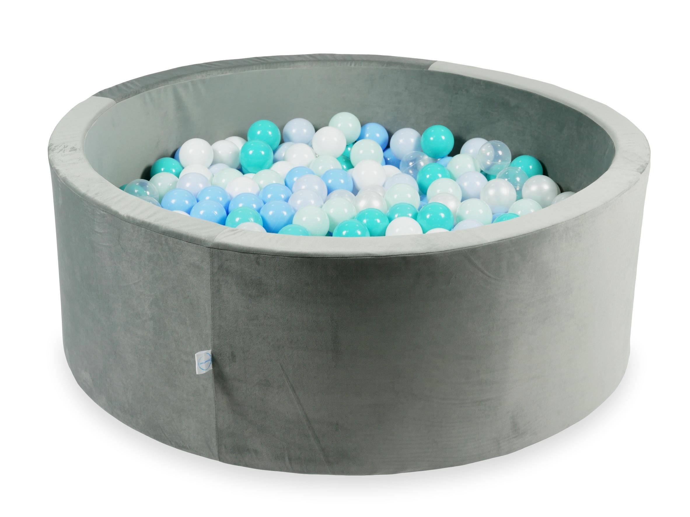 Piscine à balles en velours velvet gris 110x40 cm avec 500balles
