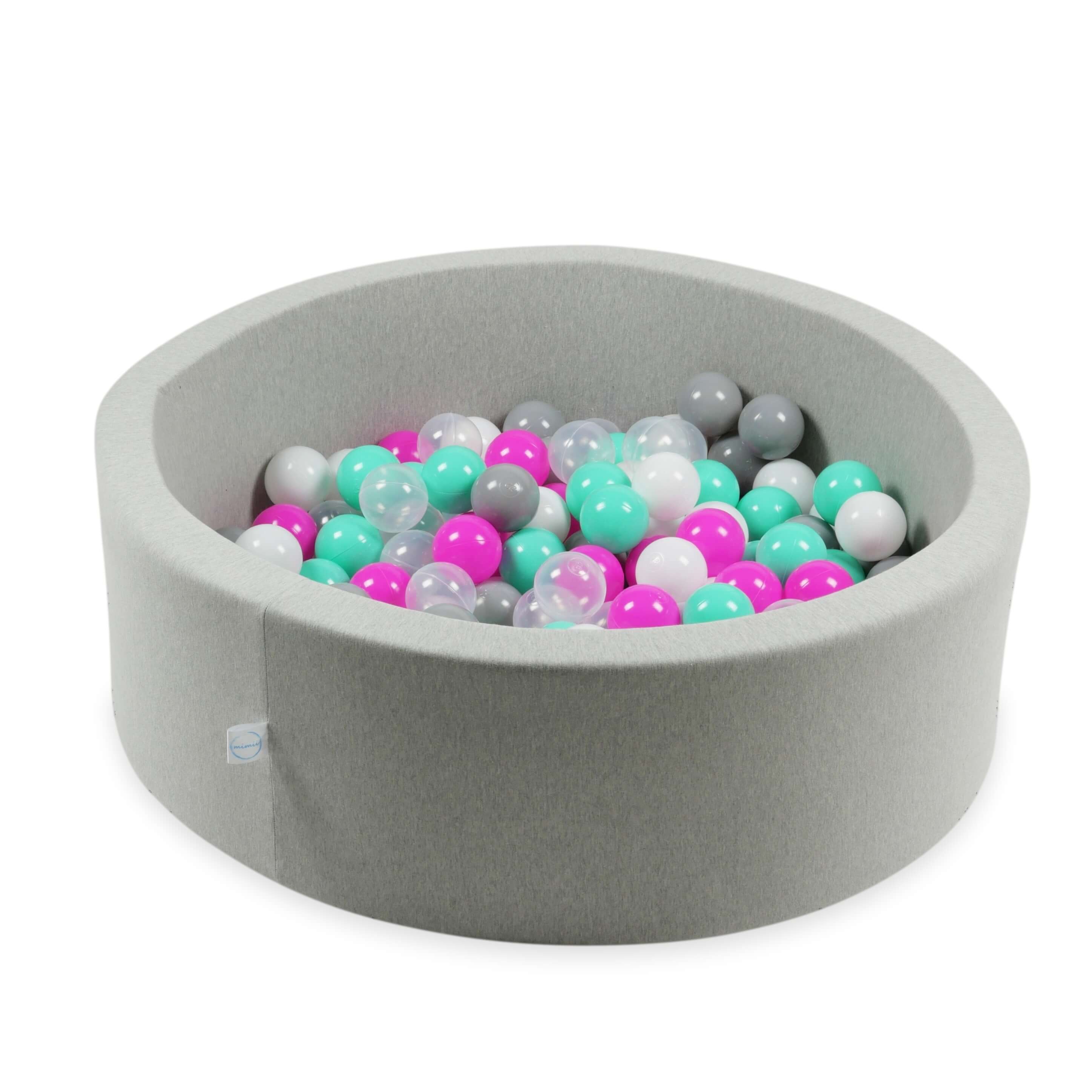 Balles de jeu ø7cm 100 pièces blanc, rose, menthe, gris, transparent