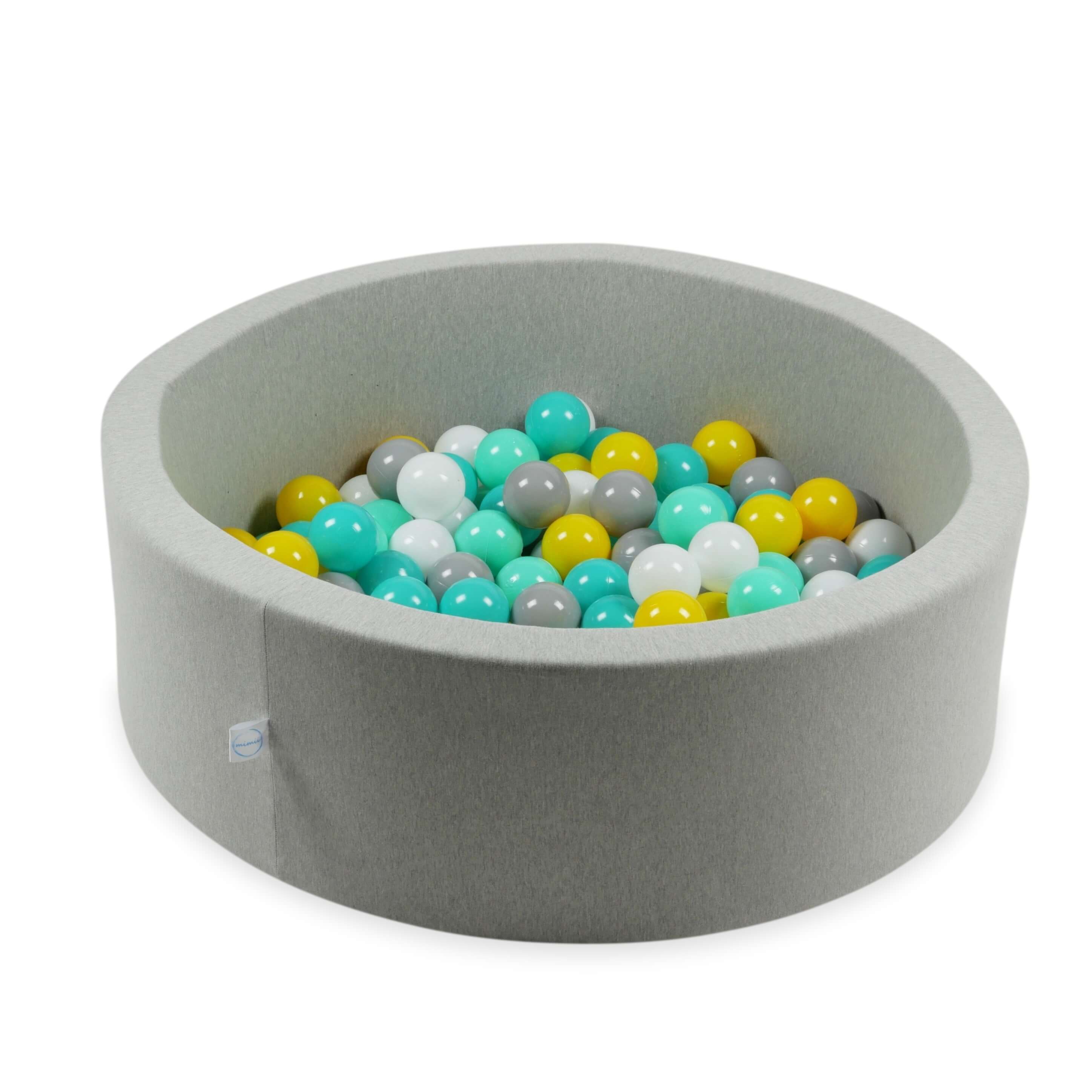 Balles de jeu ø7cm 50 pièces jaune, menthe, turquoise, blanc, gris