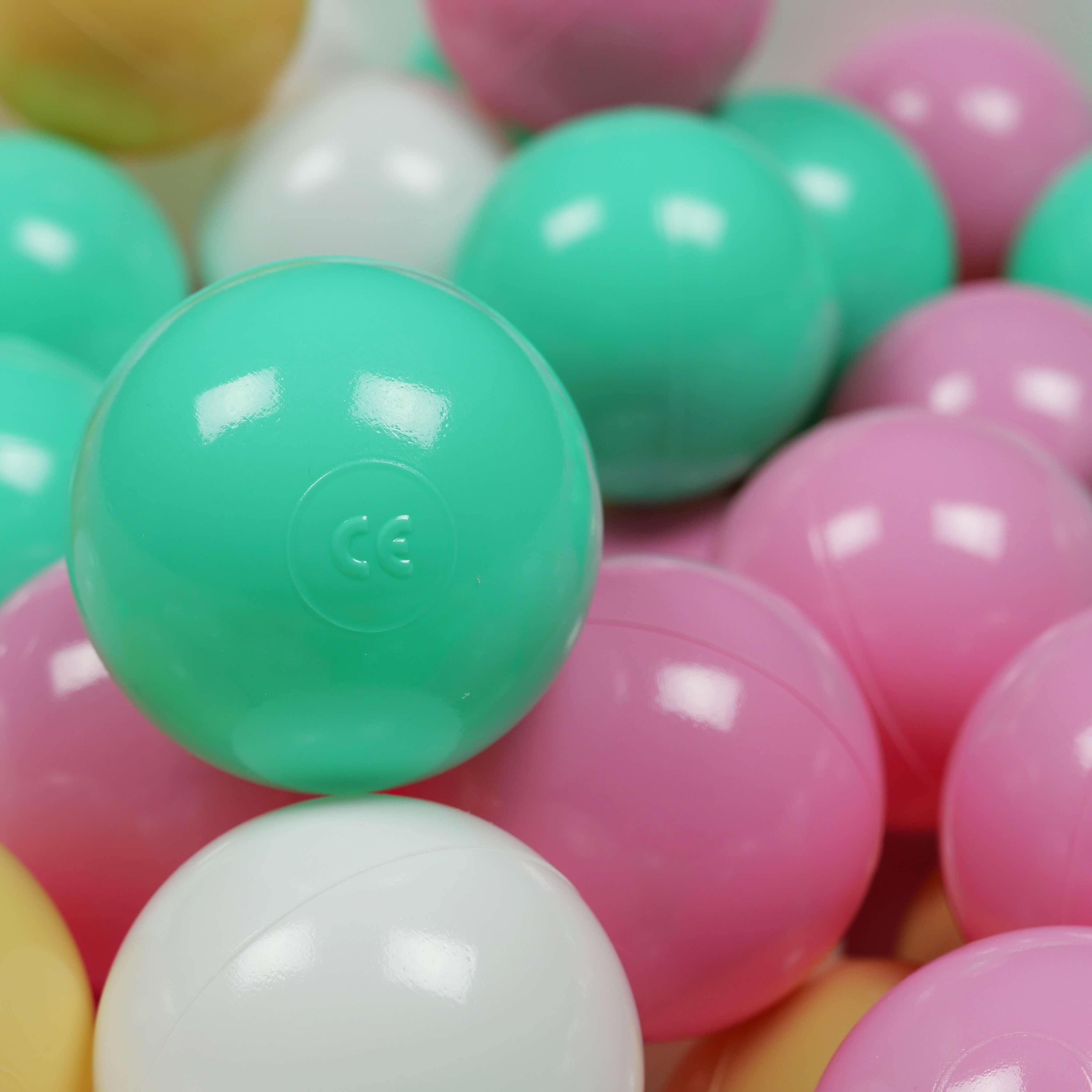 Balles de jeu ø7cm 150 pièces blanc, menthe, beige, rose poudré