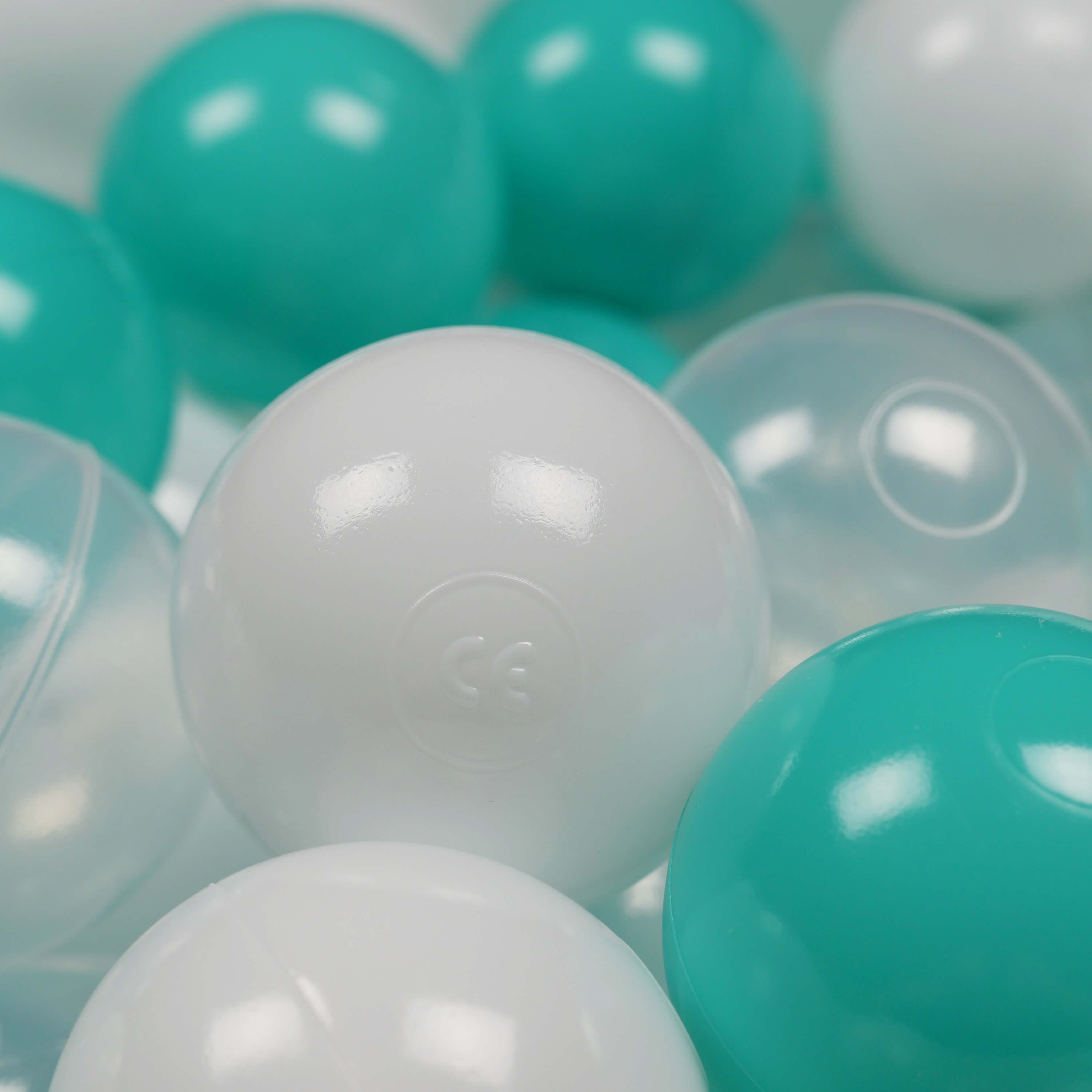 Balles de jeu ø7cm 50 pièces blanc, transparent, turquoise