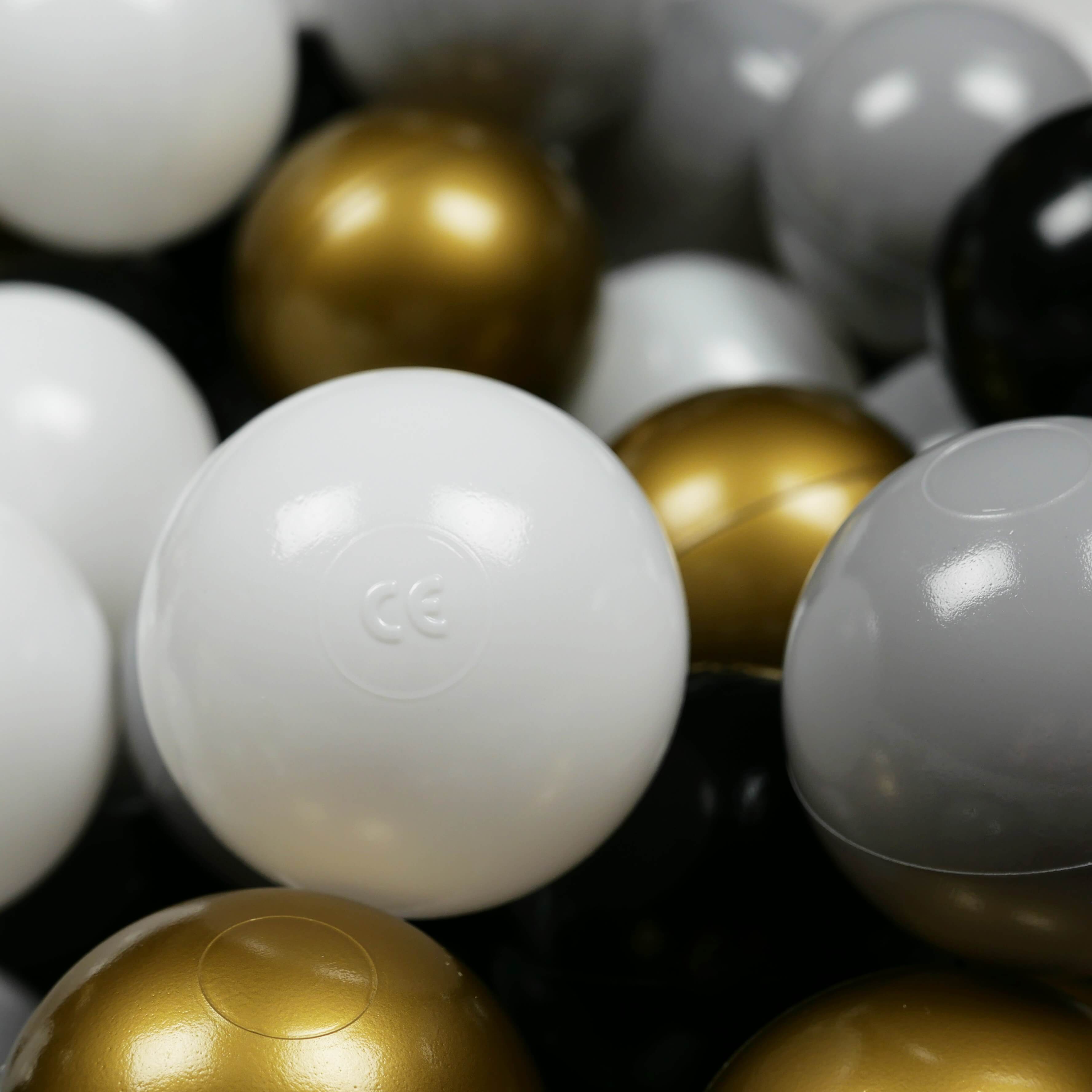 Balles de jeu ø7cm 100 pièces blanc, gris, noir, vieil or