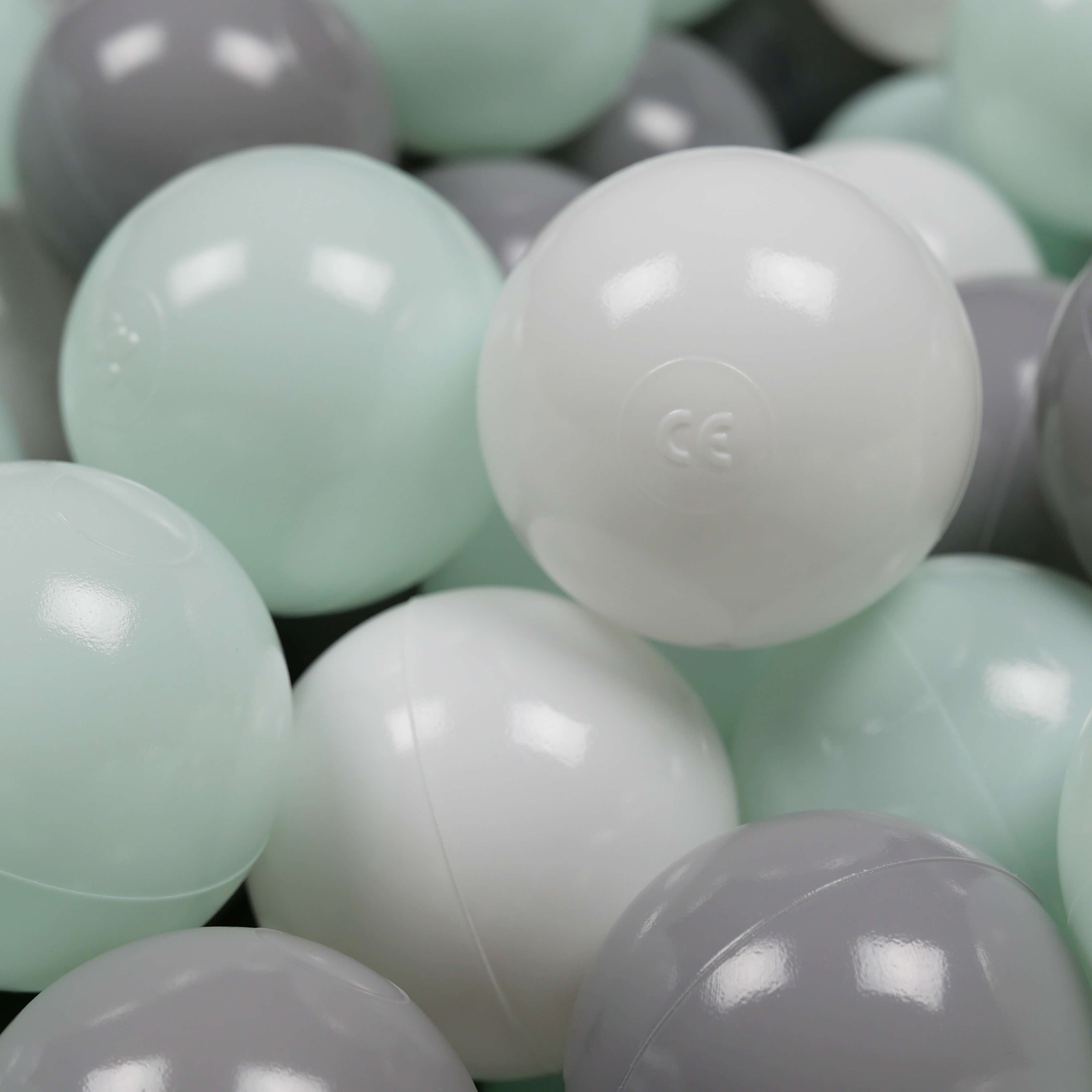 Balles de jeu ø7cm 50 pièces blanc, gris, menthe clair