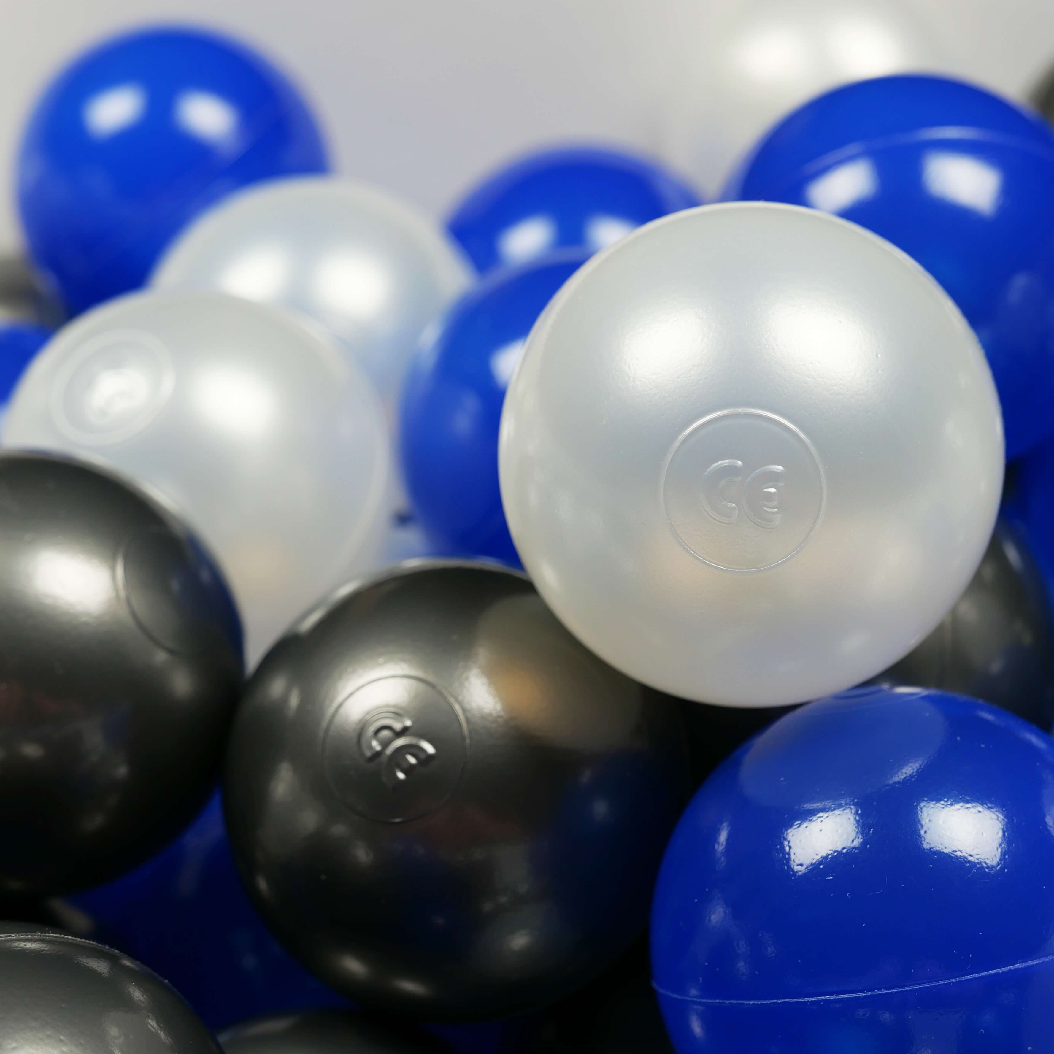 Balles de jeu ø7cm 150 pièces perle, graphite métallique, bleu