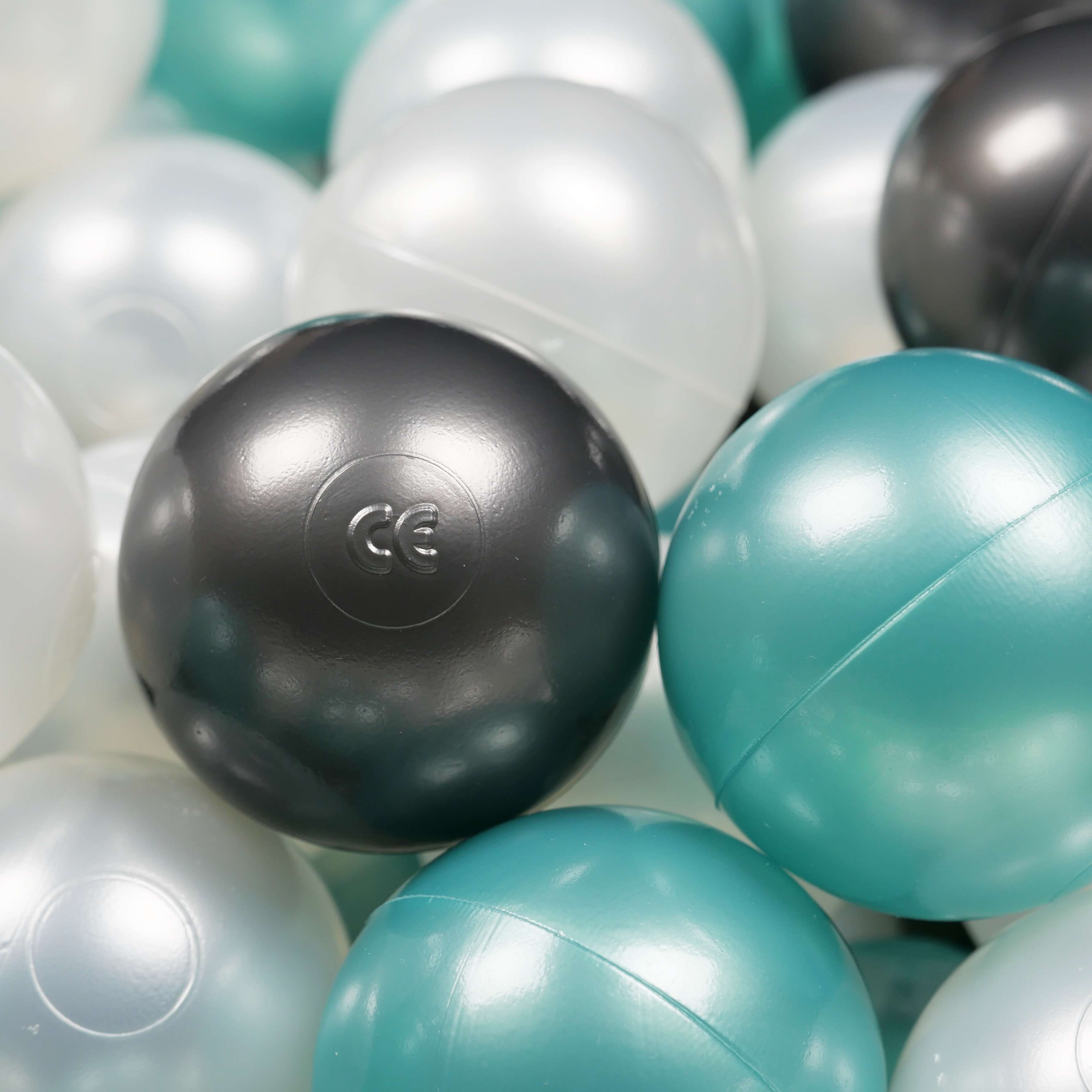 Balles de jeu ø7cm 150 pièces perle, turquoise métallique, graphite métallique