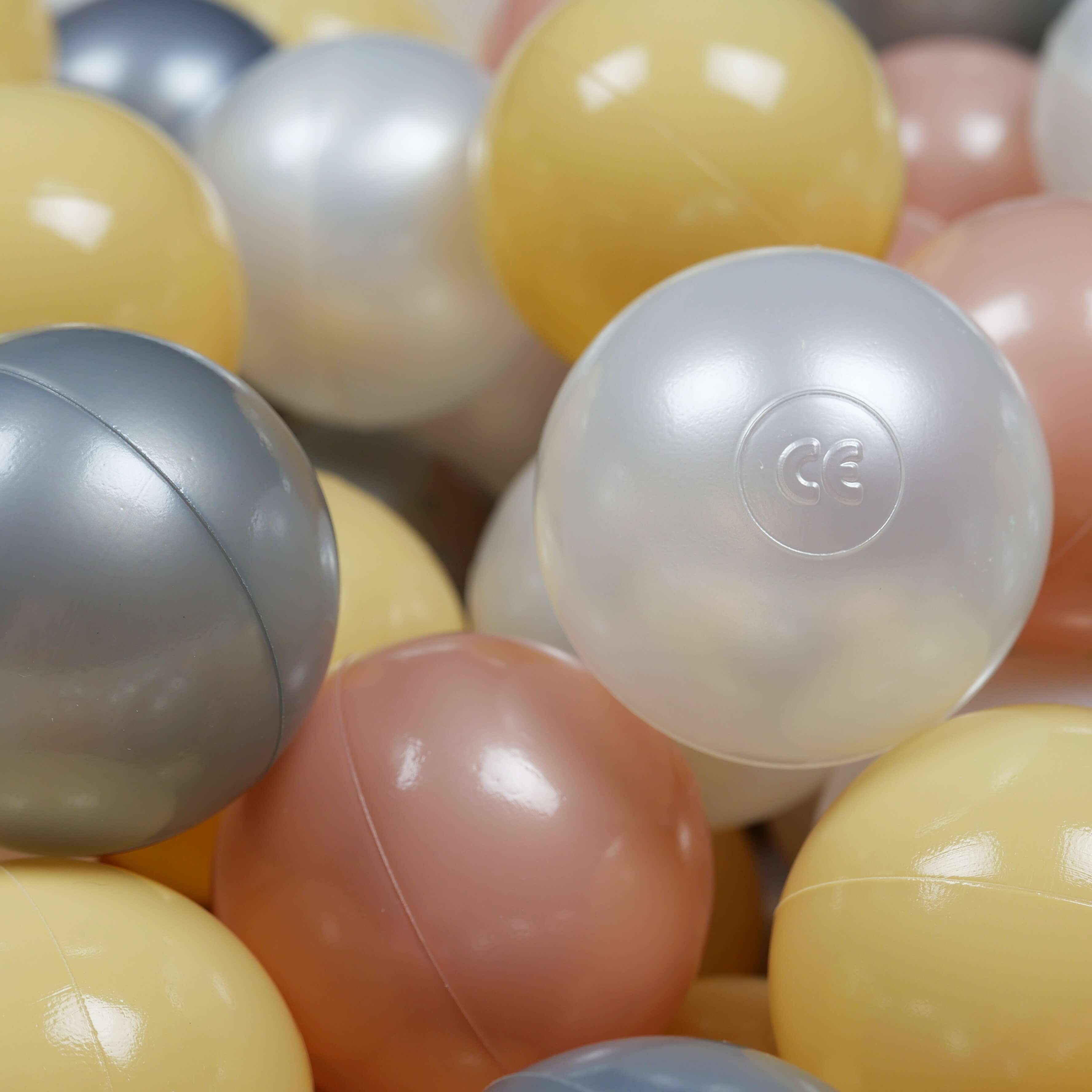 Balles de jeu ø7cm 50 pièces perle, dore rose, beige, argent