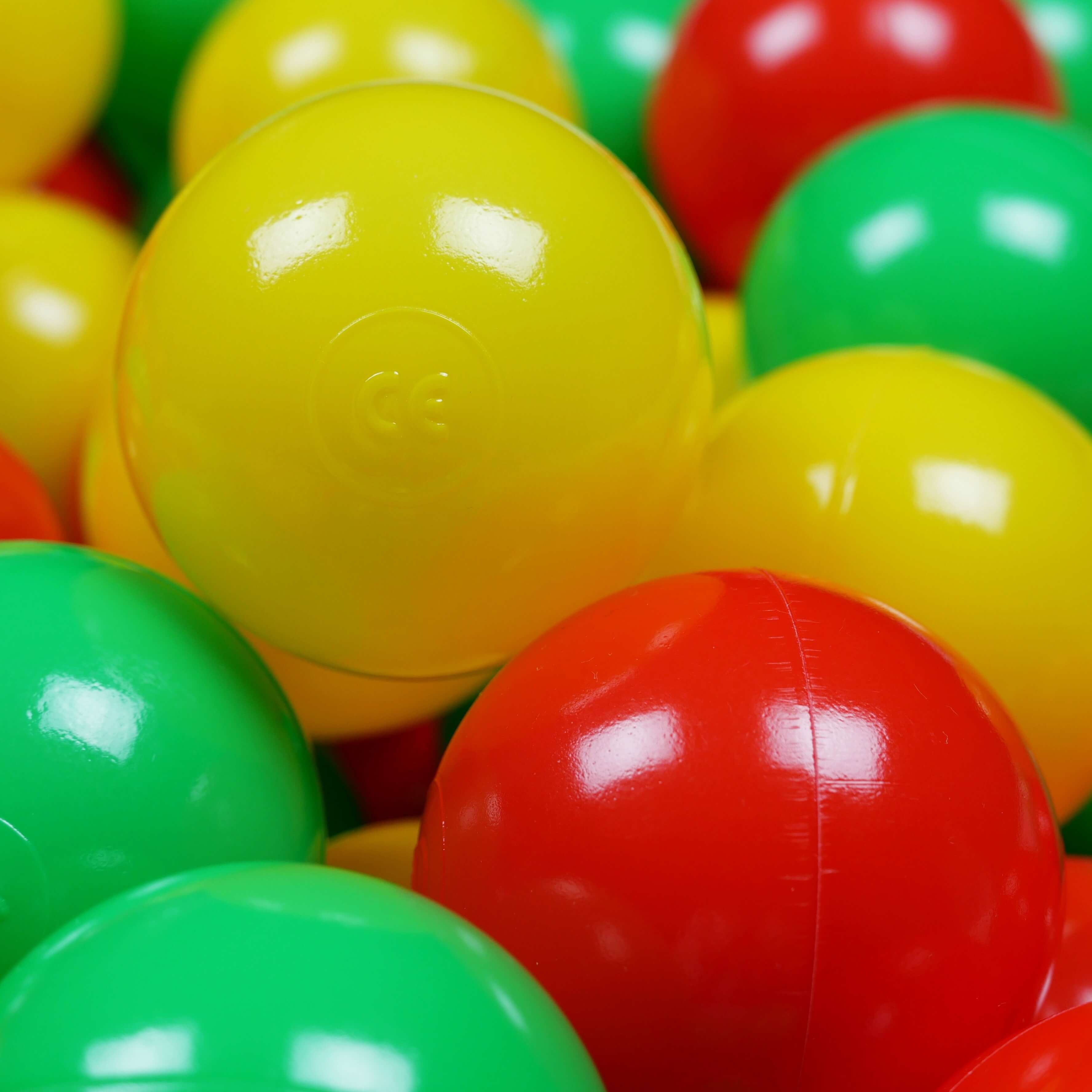 Balles de jeu ø7cm 100 pièces jaune, rouge, vert