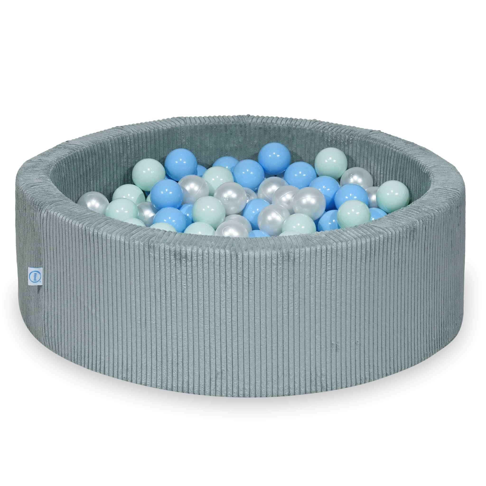 Piscine à balles en velours côtelé menthe claire 90x30 cm avec 200 balles