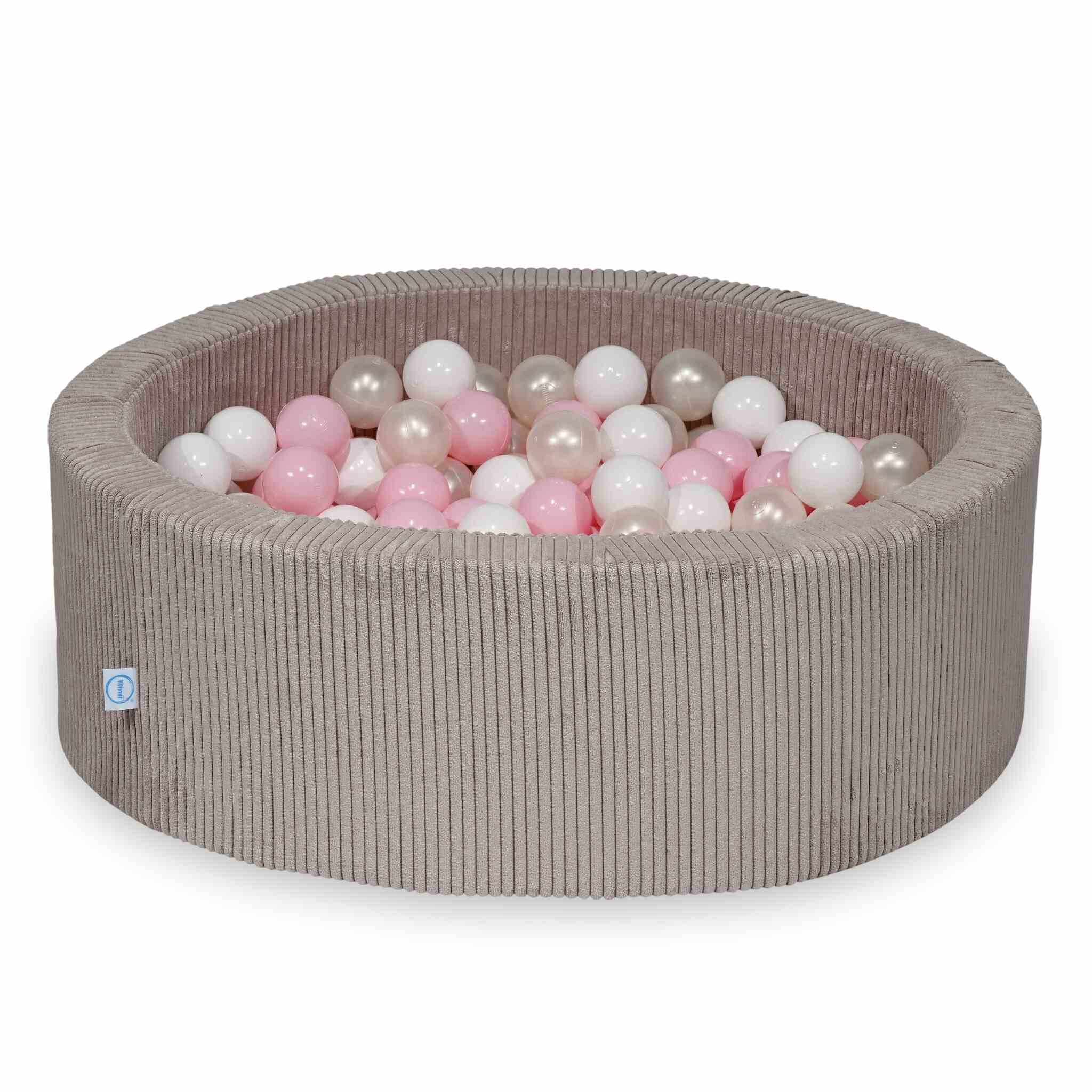 Piscine à balles en velours côtelé côtelé rose clair 90x30 cm avec 200 balles