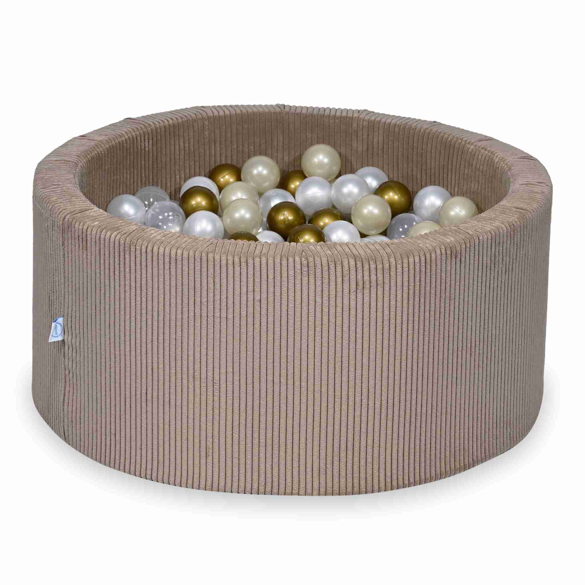 Piscine à balles en velours côtelé Toffee 90x40 cm avec 300 balles