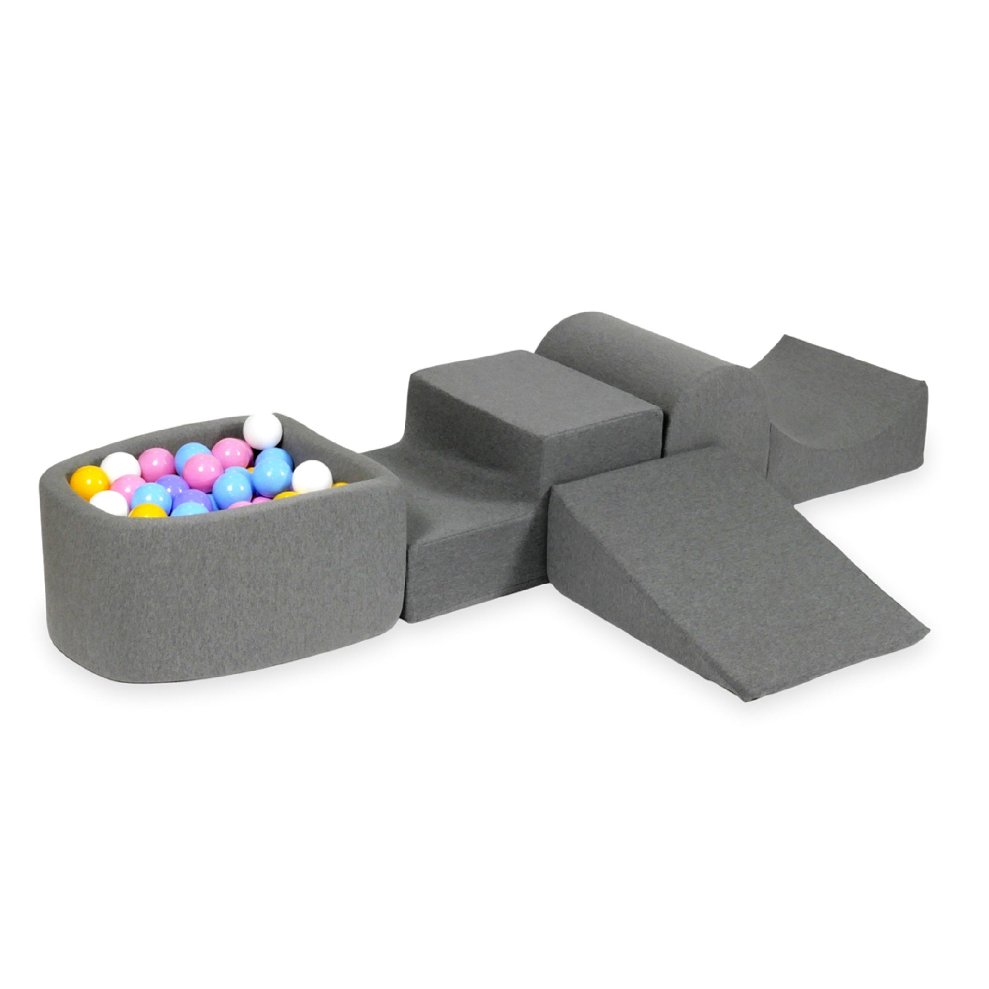 Aire de jeux en mousse avec colline et piscine micro gris + 100 balles