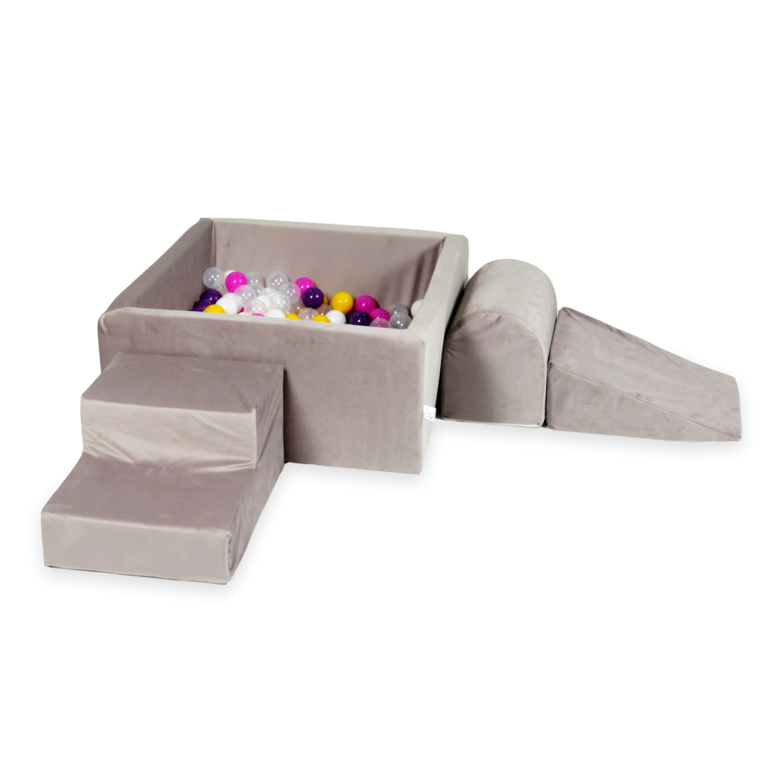 Aire de jeux en mousse avec piscine à balles carrée set de jeu enfant 90x90x40 velvet lilac + 400 balles