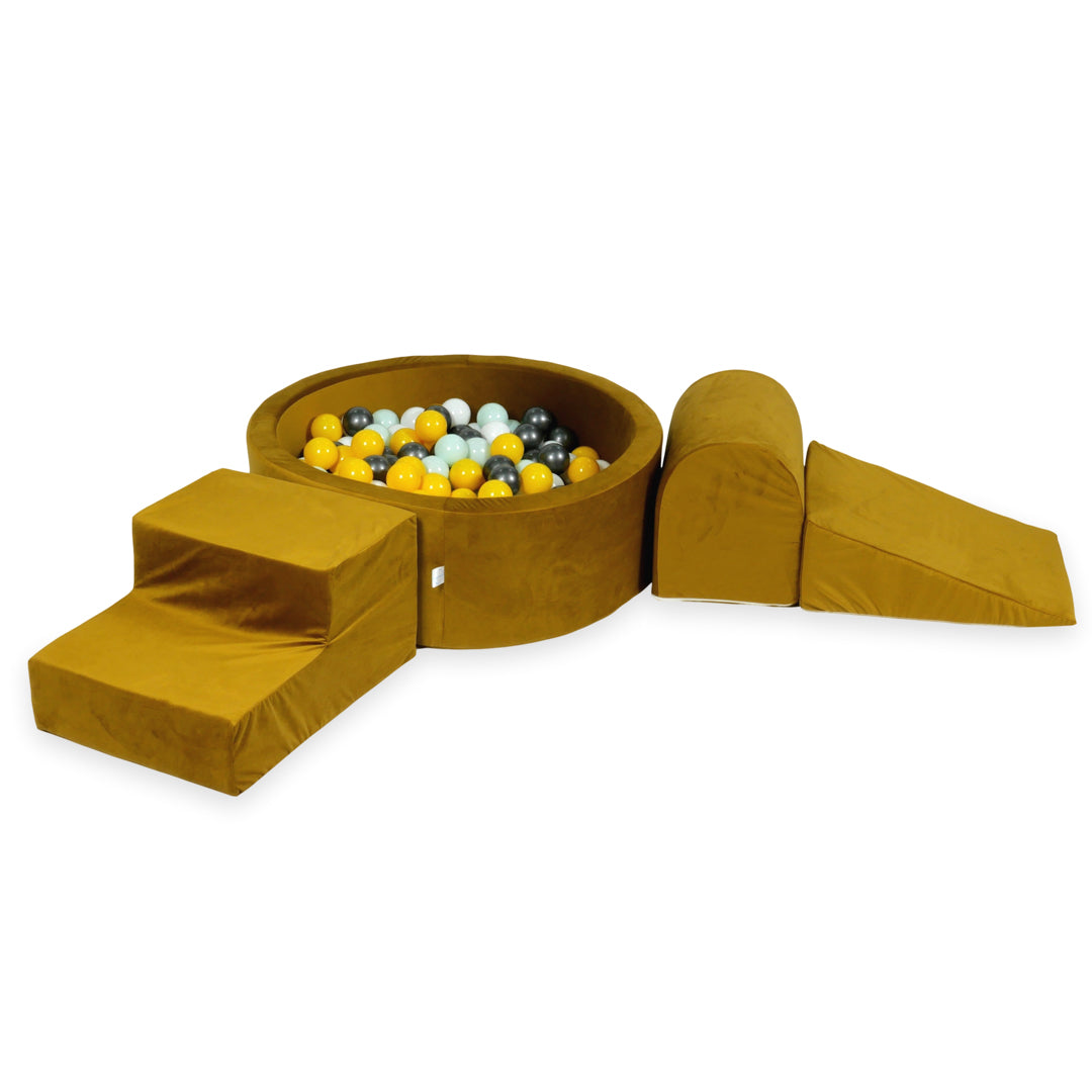 Aire de jeux en mousse avec piscine ronde 90x30 velvet or + 200 balles