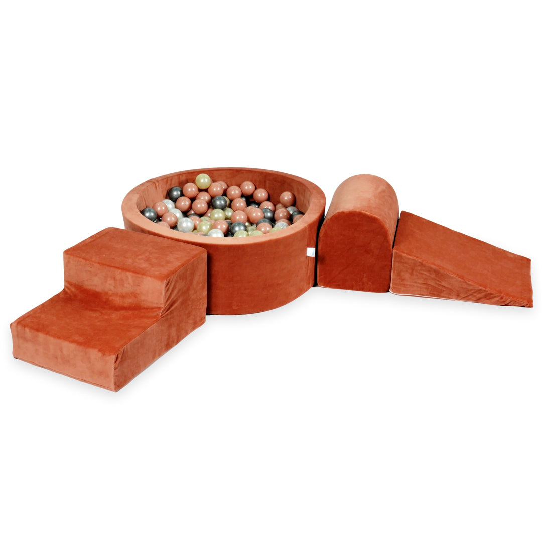 Aire de jeux en mousse avec piscine ronde 90x30 velvet soft canyon clay + 200 balles