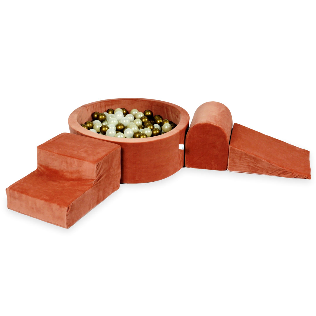 Aire de jeux en mousse avec piscine ronde 90x30 velvet soft canyon clay + 200 balles