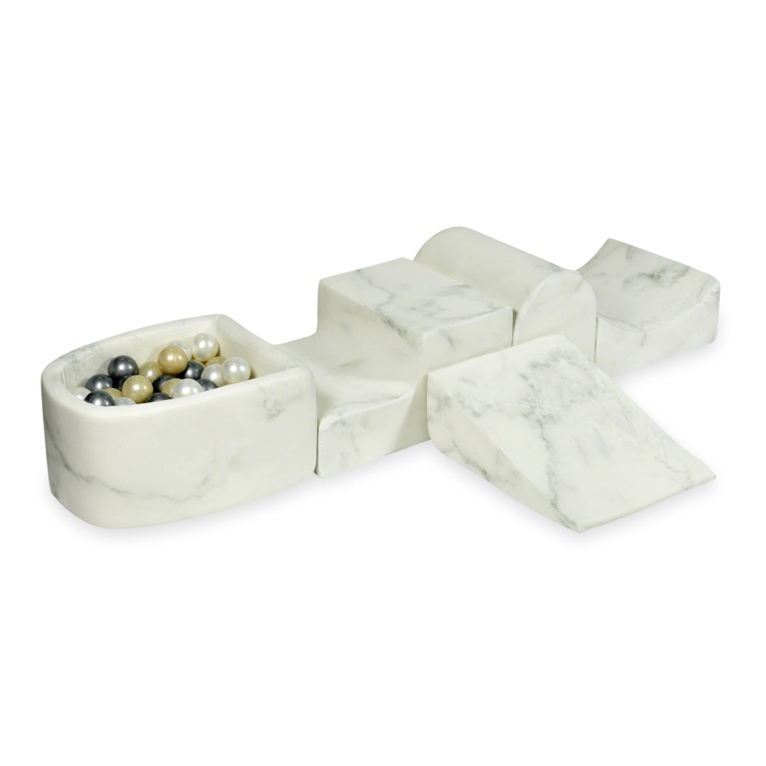 Aire de jeux en mousse avec colline et piscine micro marbre + 100 balles