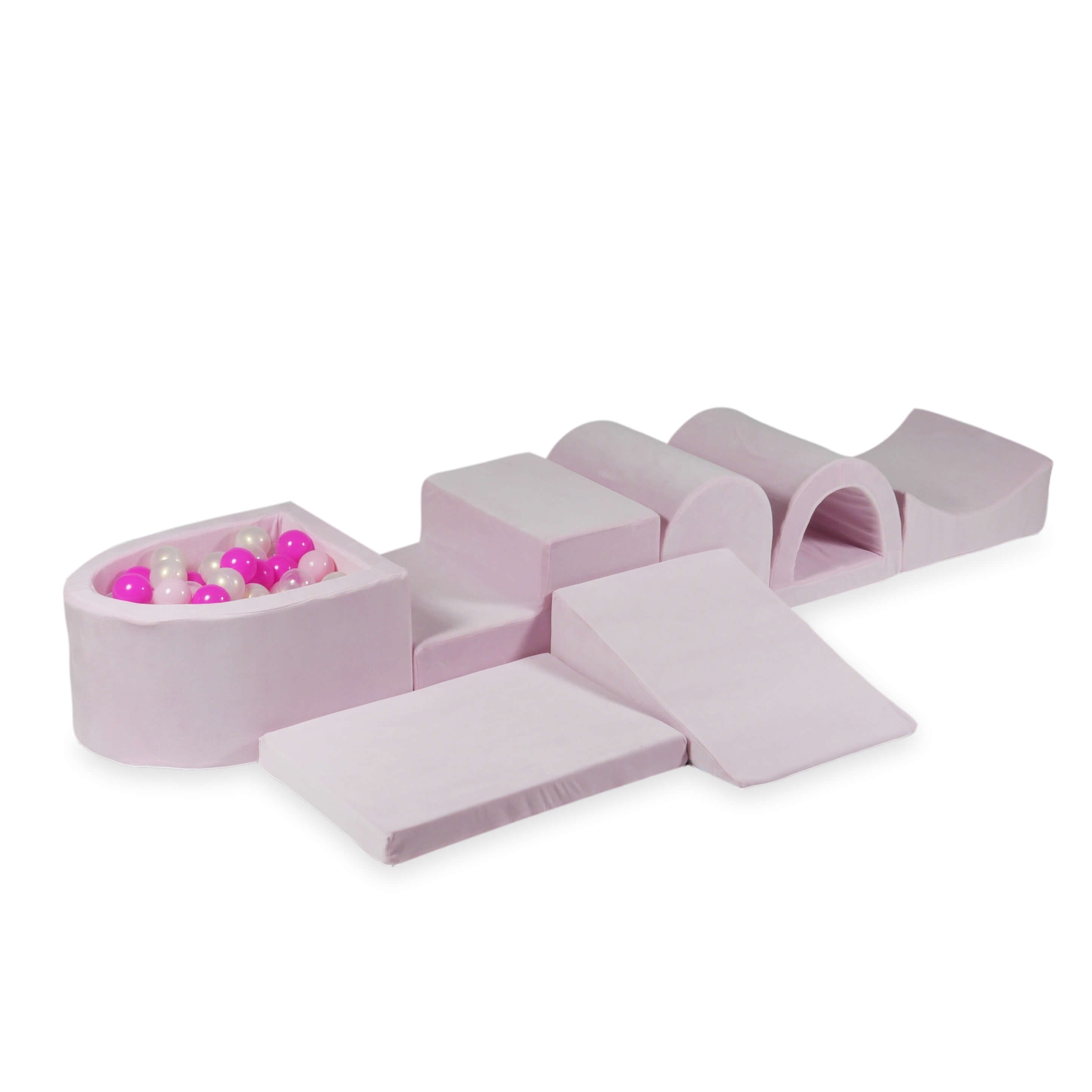 Plus grande aire de jeux en mousse avec piscine micro velvet soft light pink + 100 balles