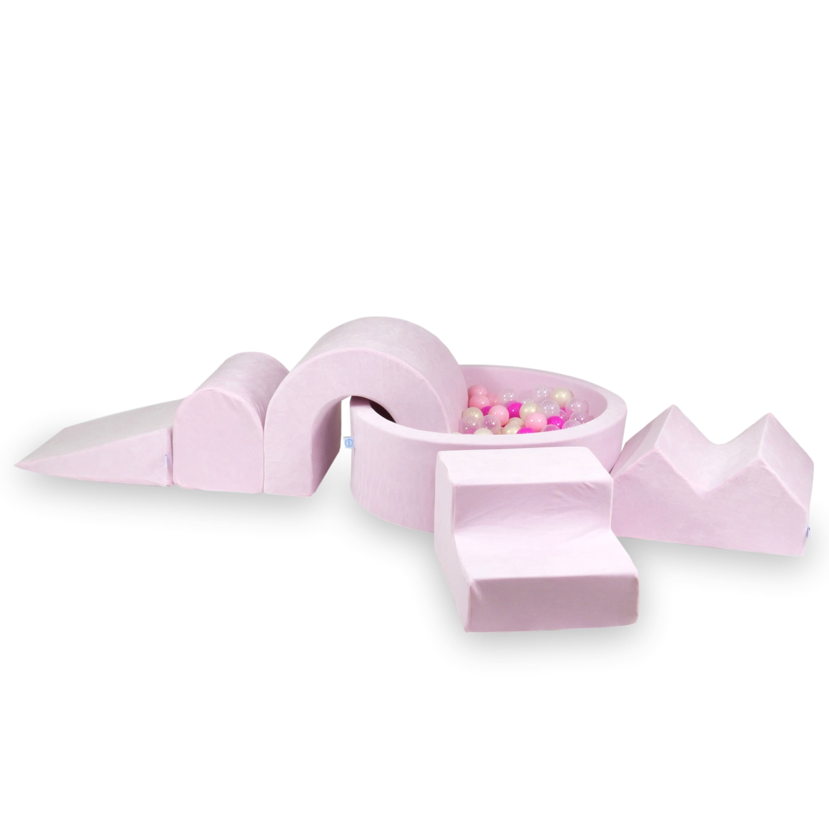 Aire de jeux en mousse avec piscine ronde 90x30 velvet soft light pink + 5 éléments + 200 balles