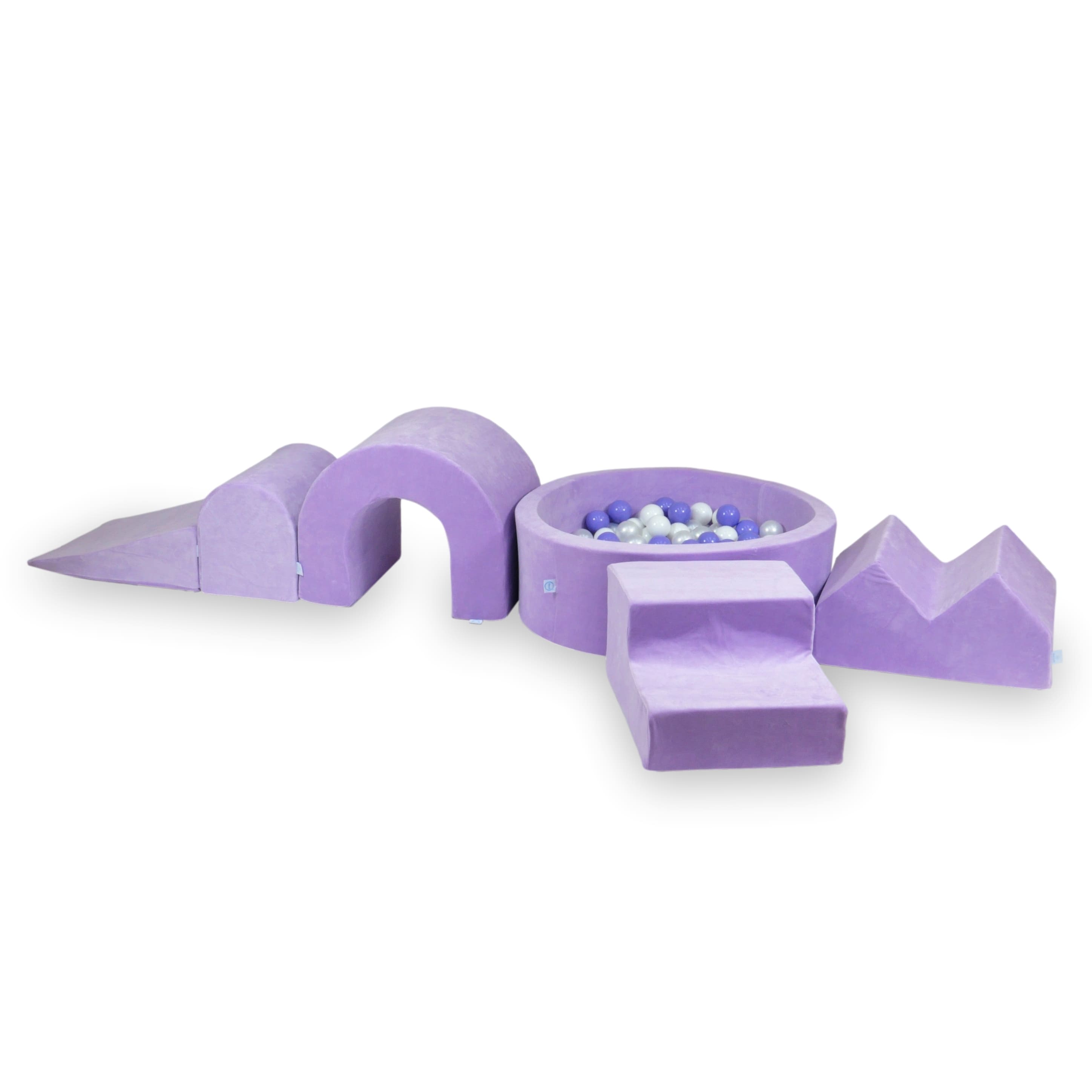Aire de jeux en mousse avec piscine ronde 90x30 lilac + 5 éléments + 200 balles