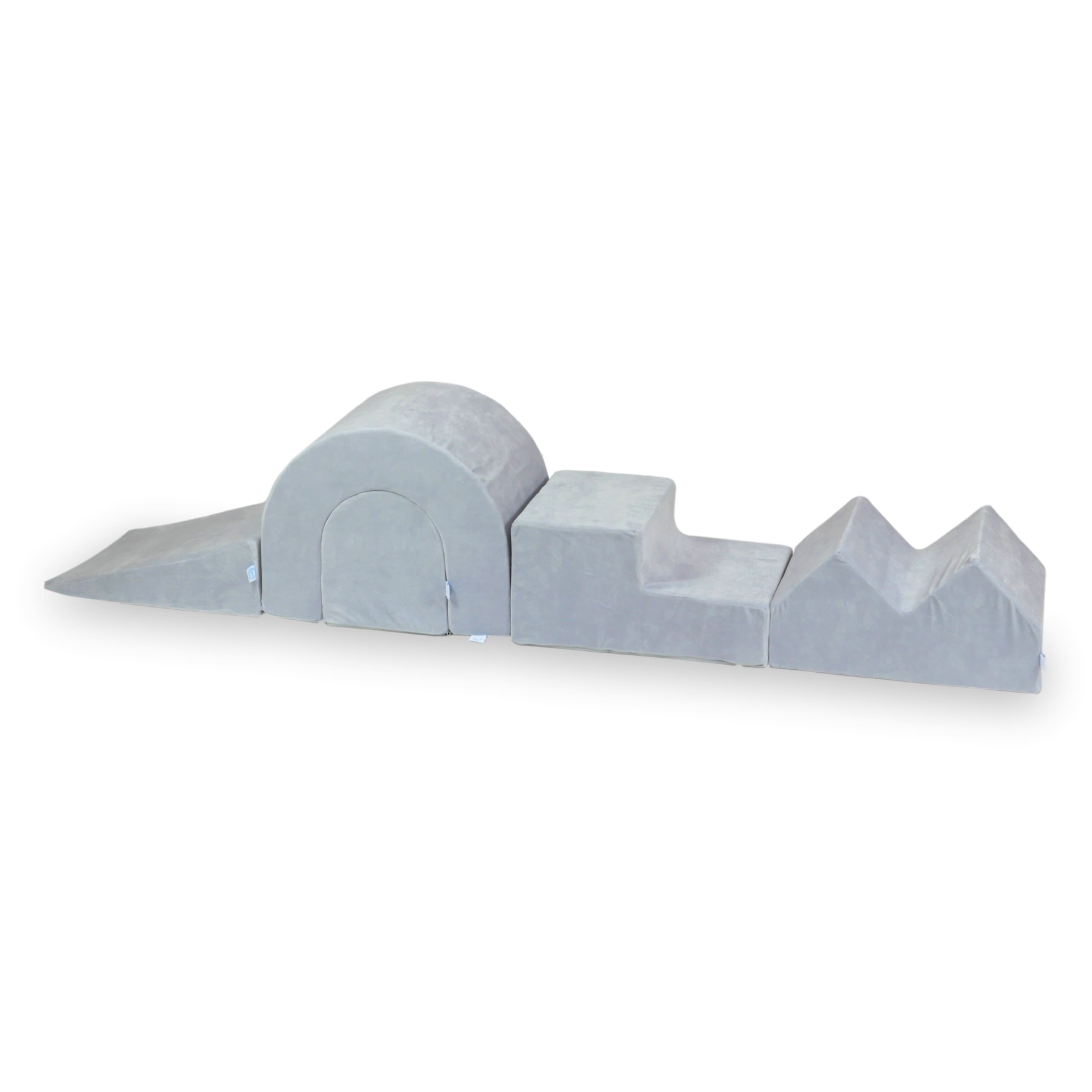 Aire de jeux en mousse avec piscine ronde 90x30 velvet soft gris clair + 5 éléments + 200 balles