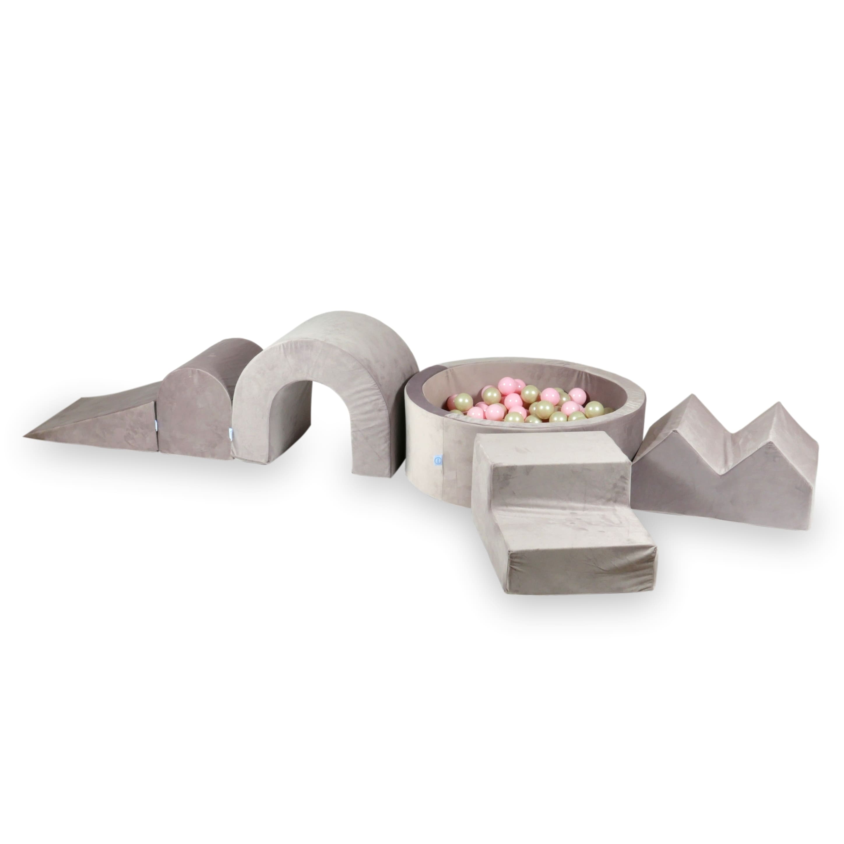 Aire de jeux en mousse avec piscine ronde 90x30 velvet lilac + 5 éléments + 200 balles