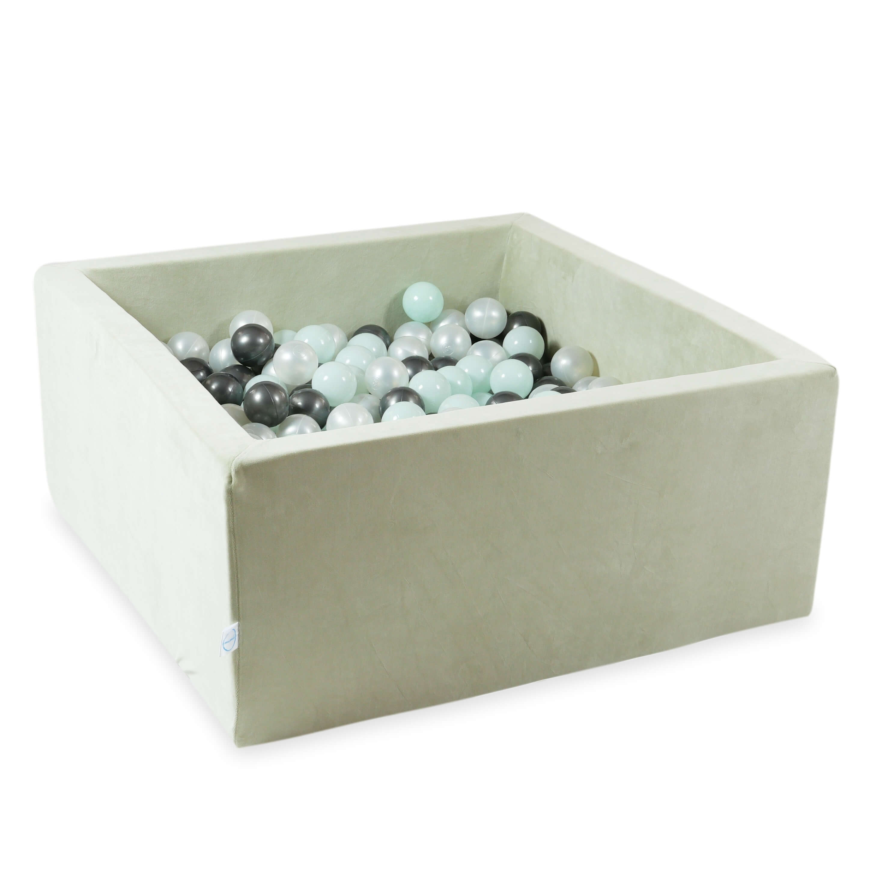 Piscine à balles carrée 90x90x40 cm en velvet soft Pistachio, 400 balles