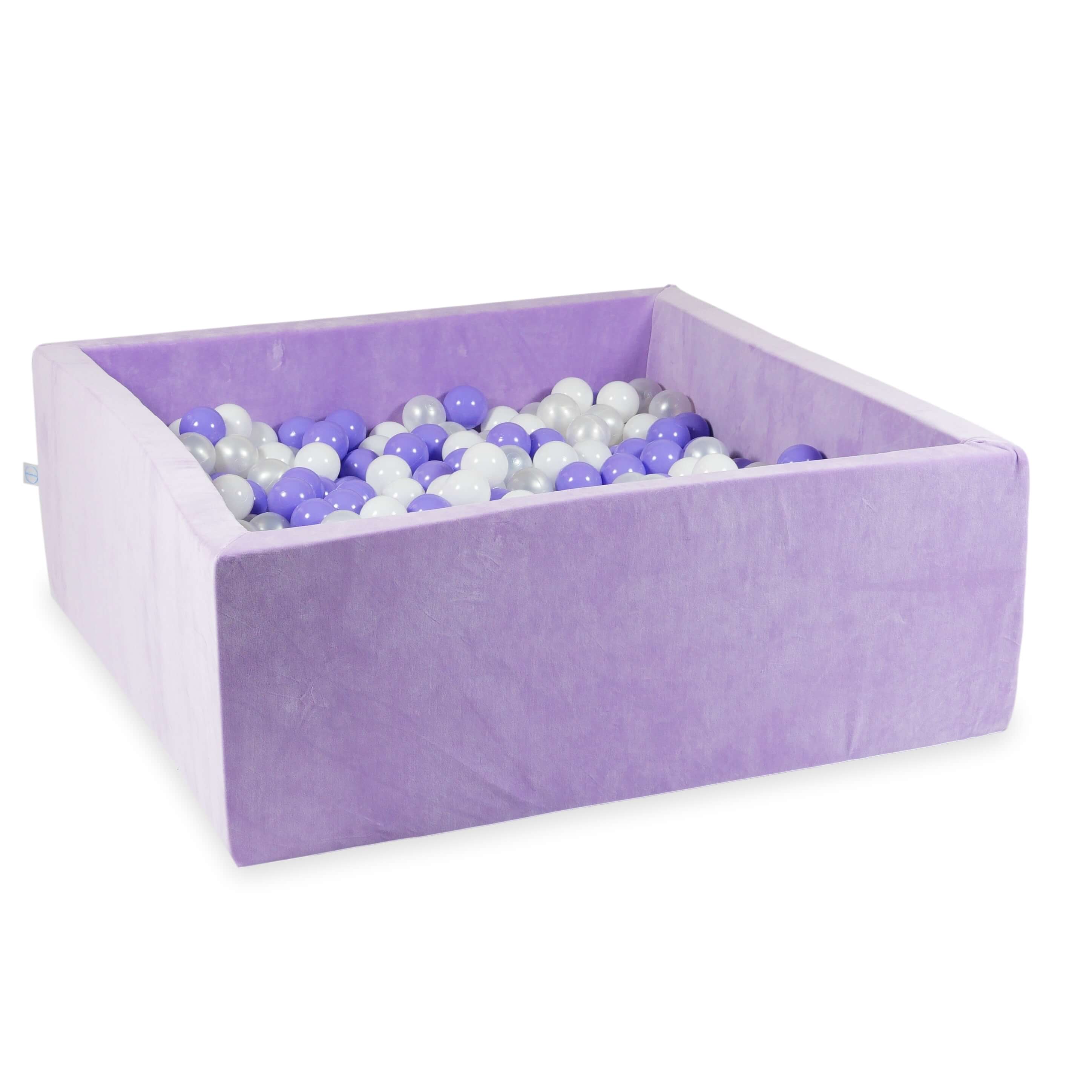 Piscine à balles carrée 110x110x40 cm en velvet soft Lilac, 600 balles