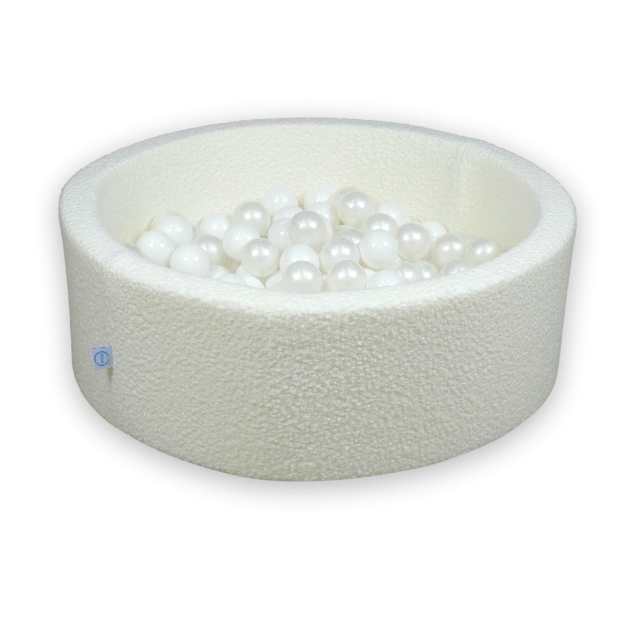 Piscine à balles en velours Boucle Blanc 90x30 cm avec 200 balles