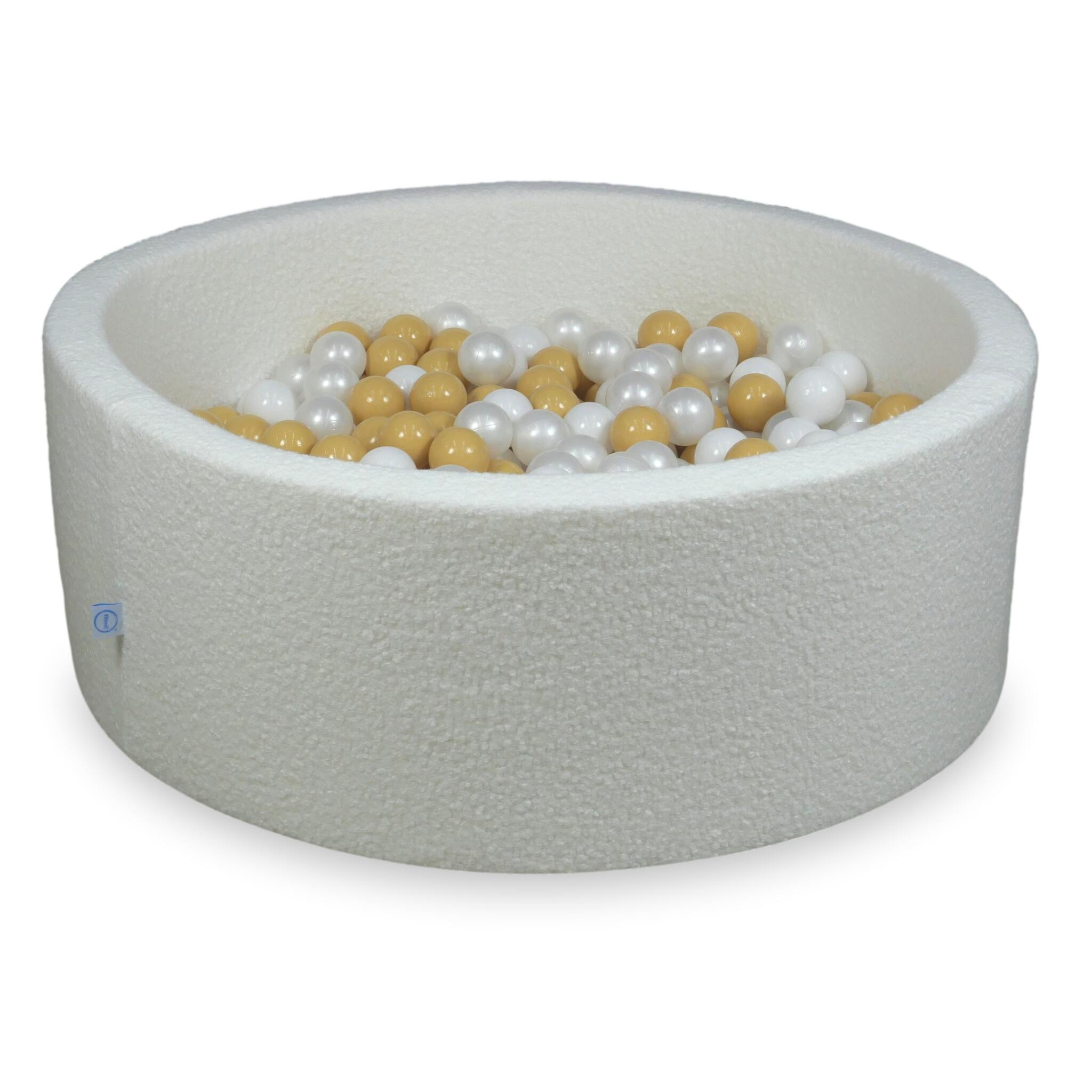 Piscine à balles en velours Boucle Blanc 110x40 cm avec 500balles