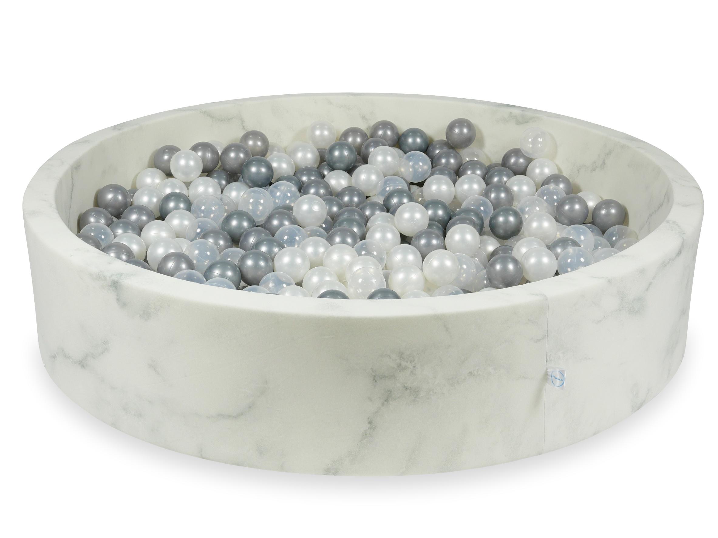 Piscine à balles en velours Marble 130x30 cm avec 600 balles