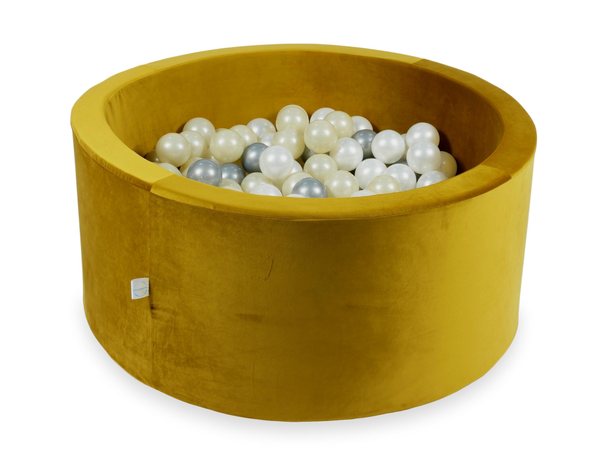 Piscine à balles en velours velvet dore 90x40 cm avec 300 balles