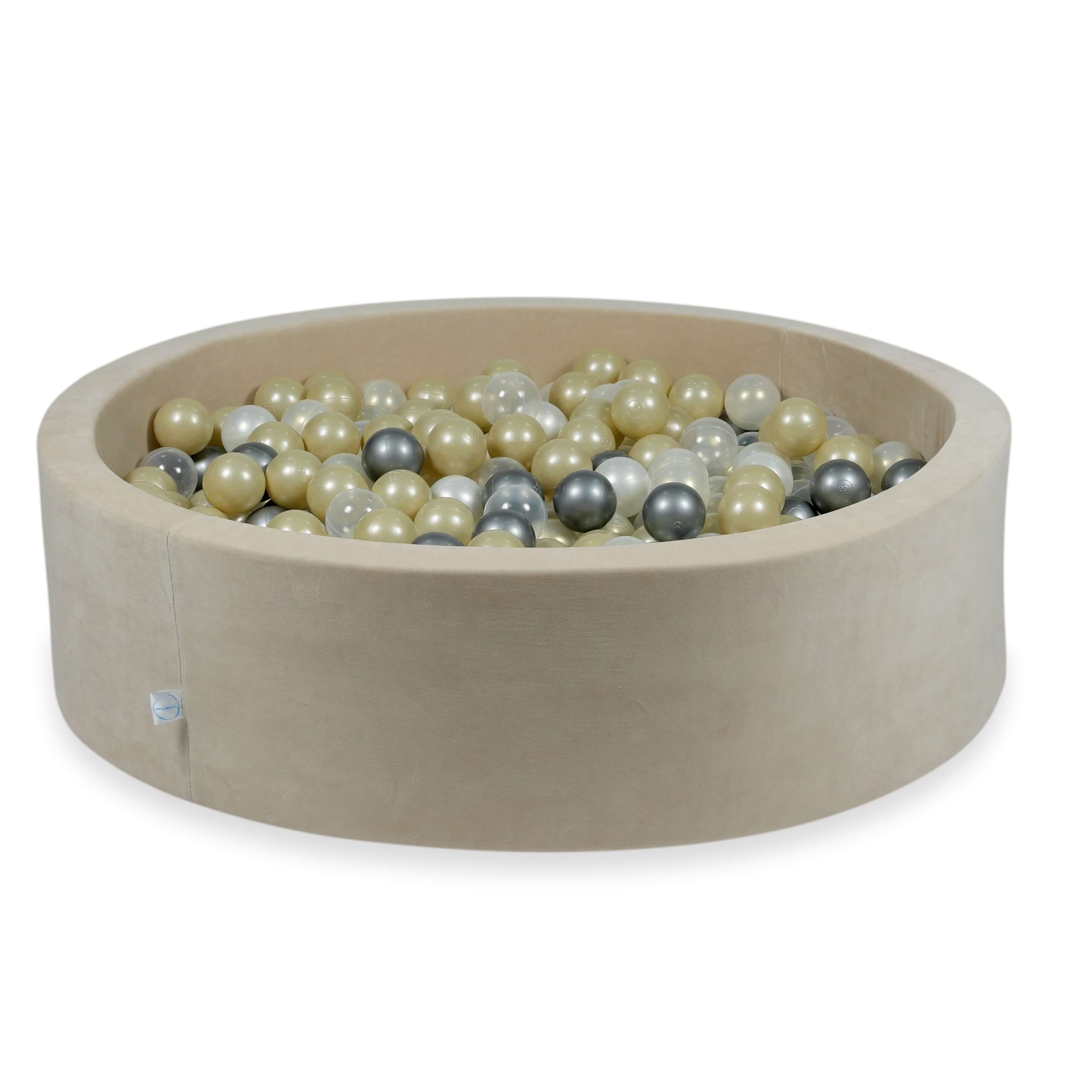 Piscine à balles en velvet soft beige 110x30 cm avec 400 balles