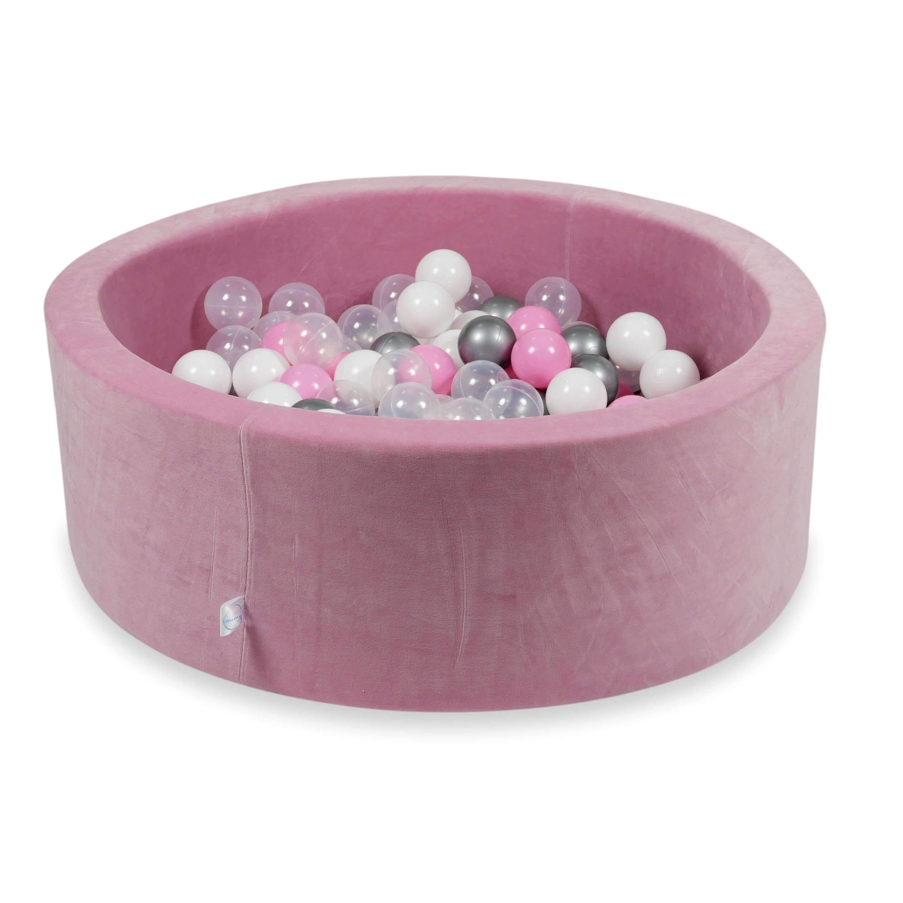 Piscine à balles en velours velvet soft rose 90x30 cm avec 200 balles