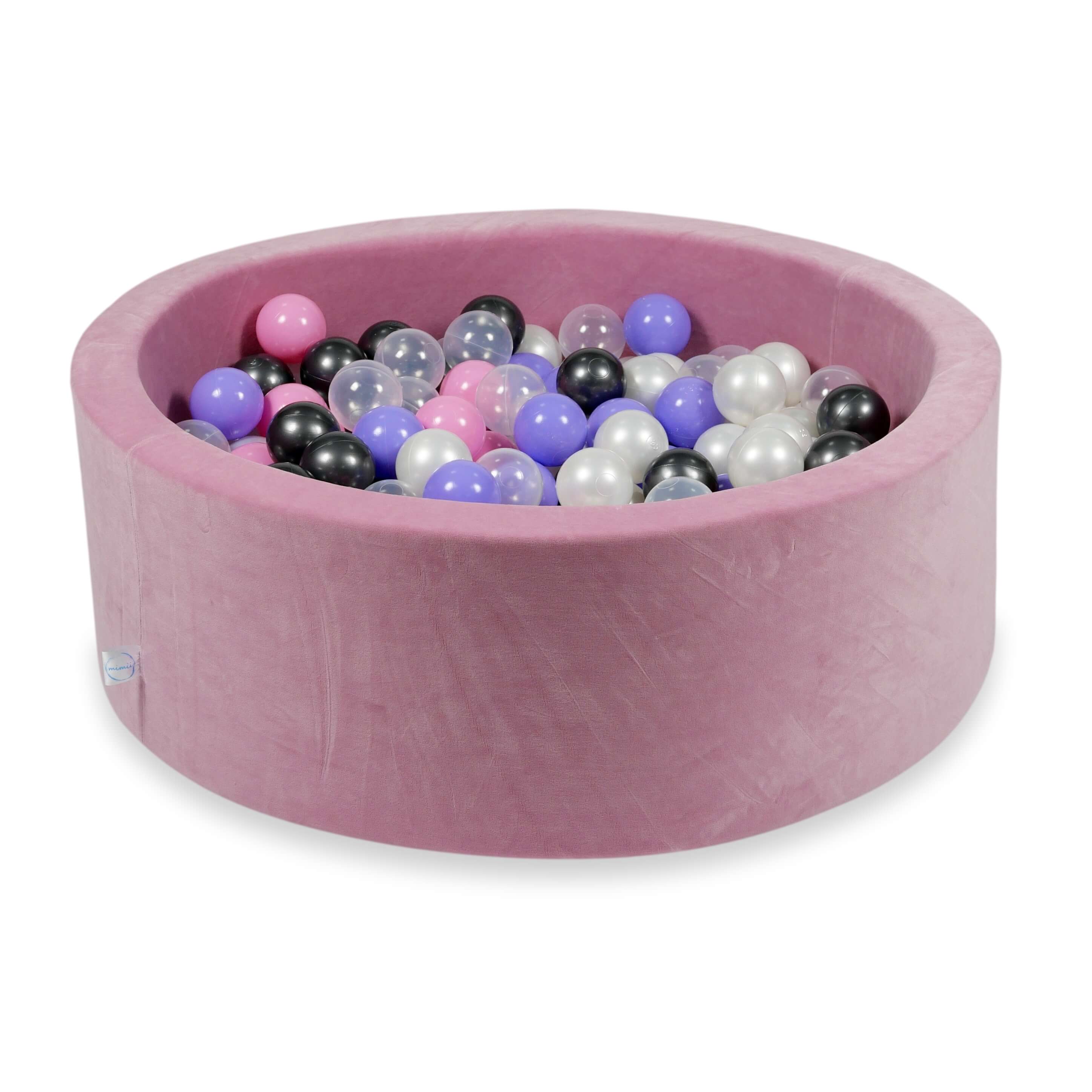 Piscine à balles en velours velvet soft rose 90x30 cm avec 200 balles