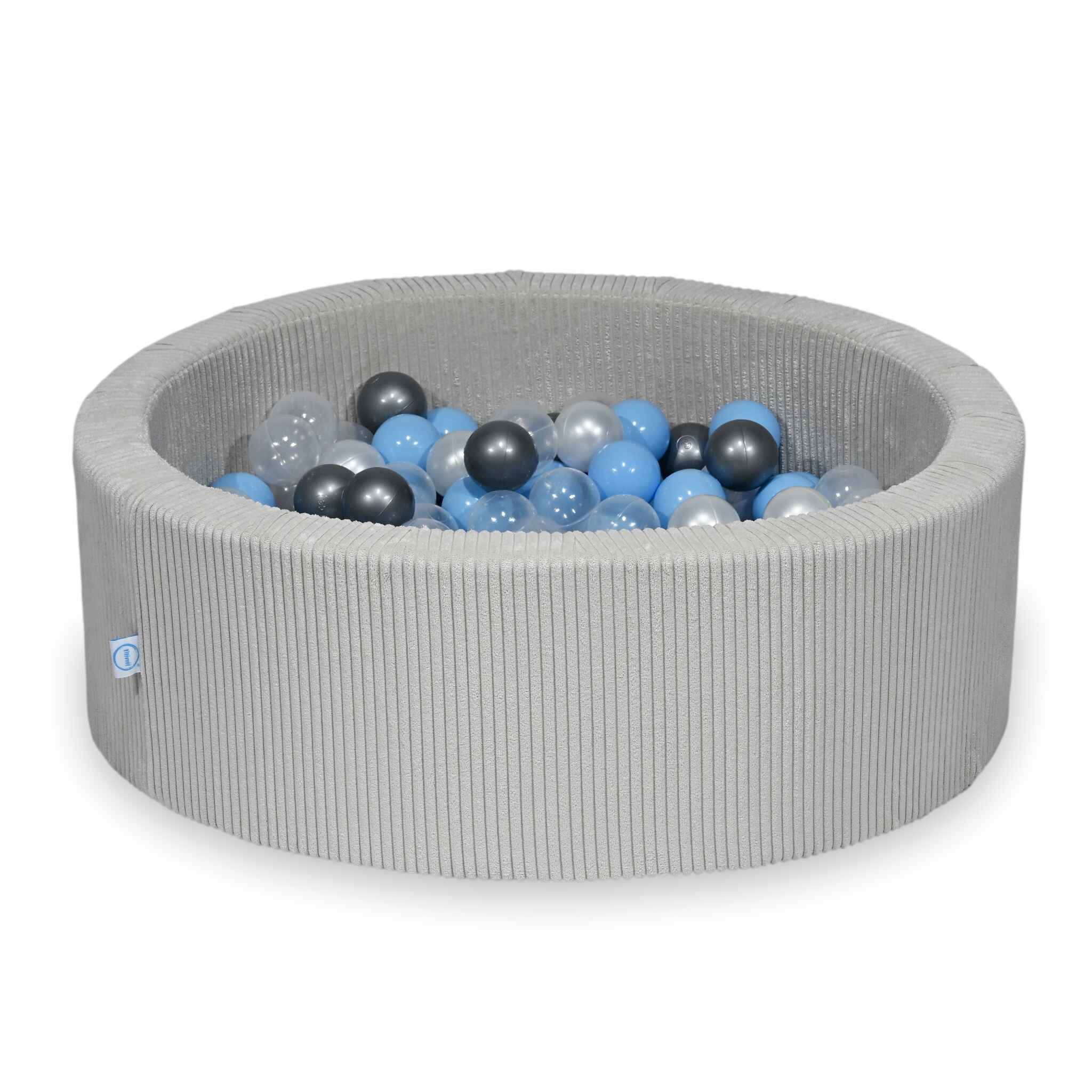 Piscine à balles en velours côtelé Gris 90x30 cm avec 200 balles