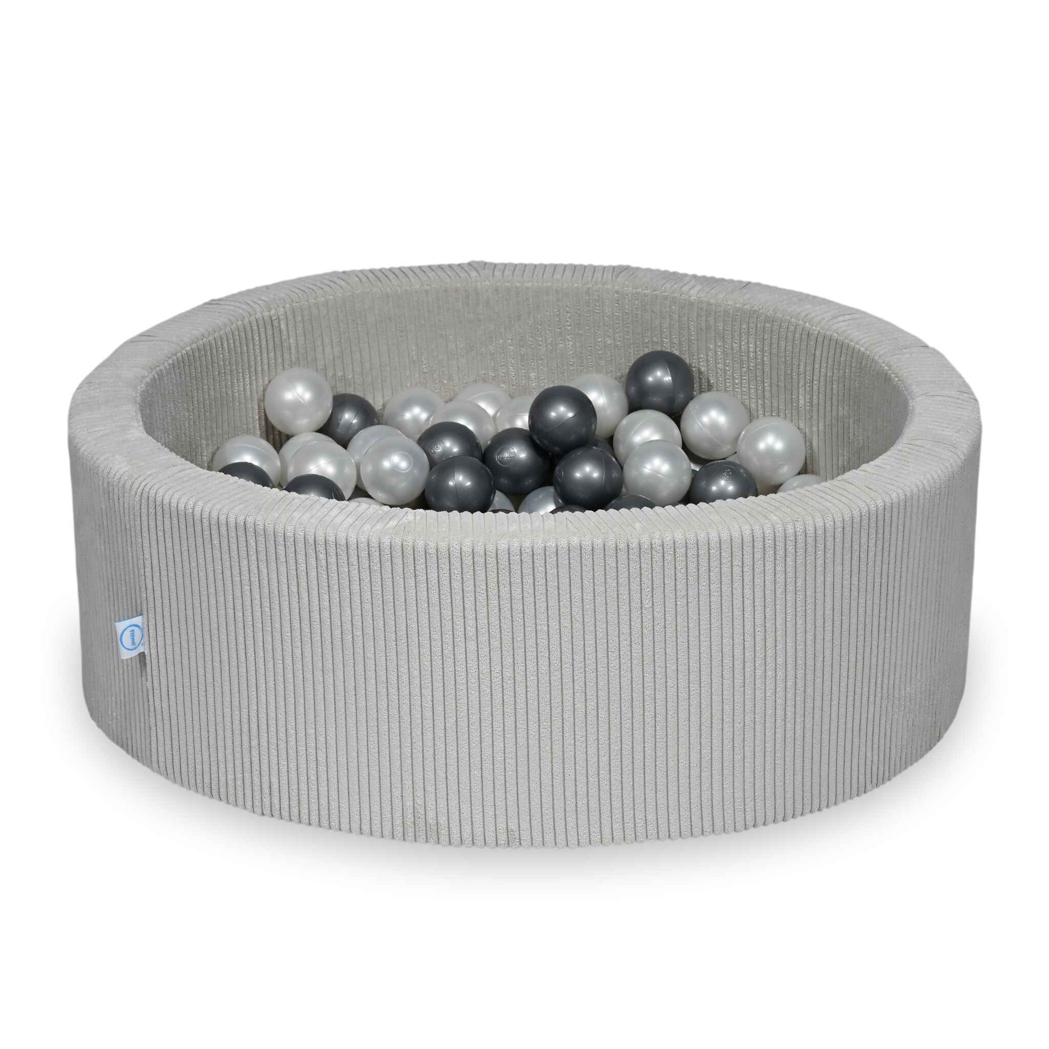 Piscine à balles en velours côtelé Gris 90x30 cm avec 200 balles
