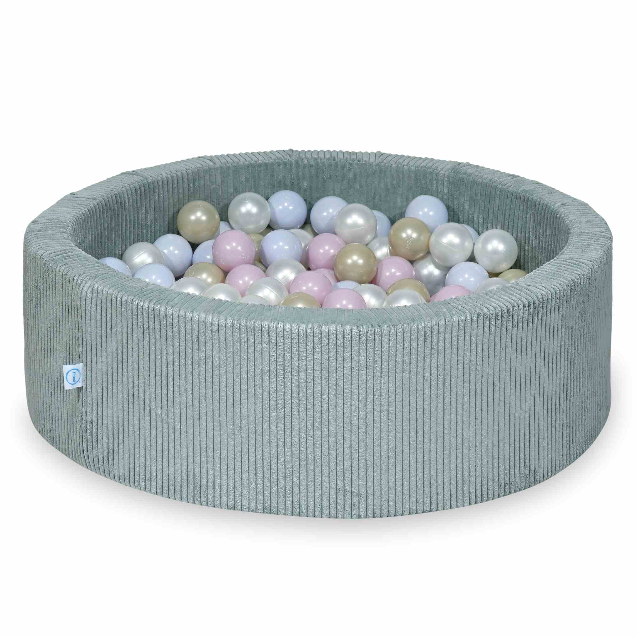 Piscine à balles en velours côtelé menthe claire 90x30 cm avec 200 balles