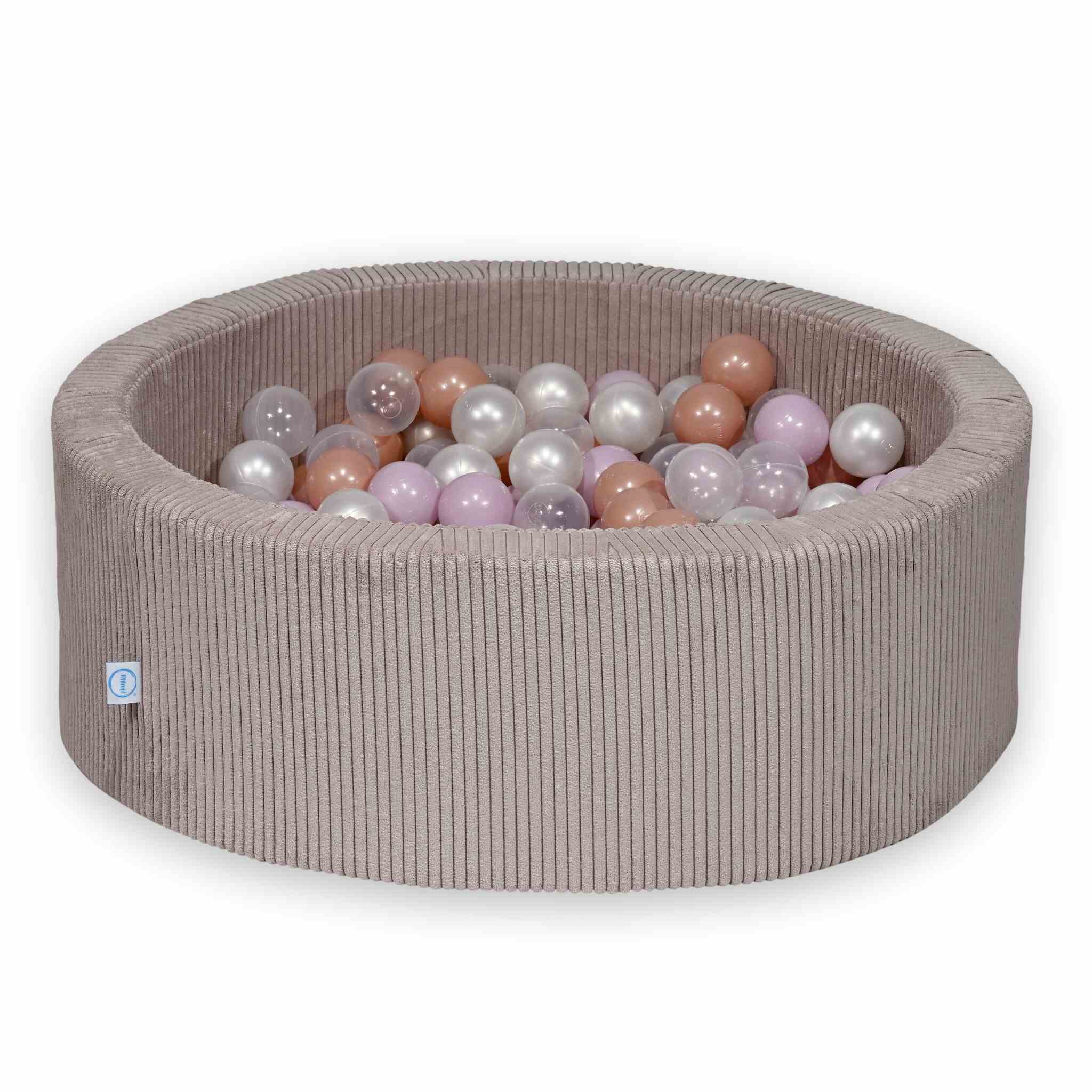 Piscine à balles en velours côtelé côtelé rose clair 90x30 cm avec 200 balles