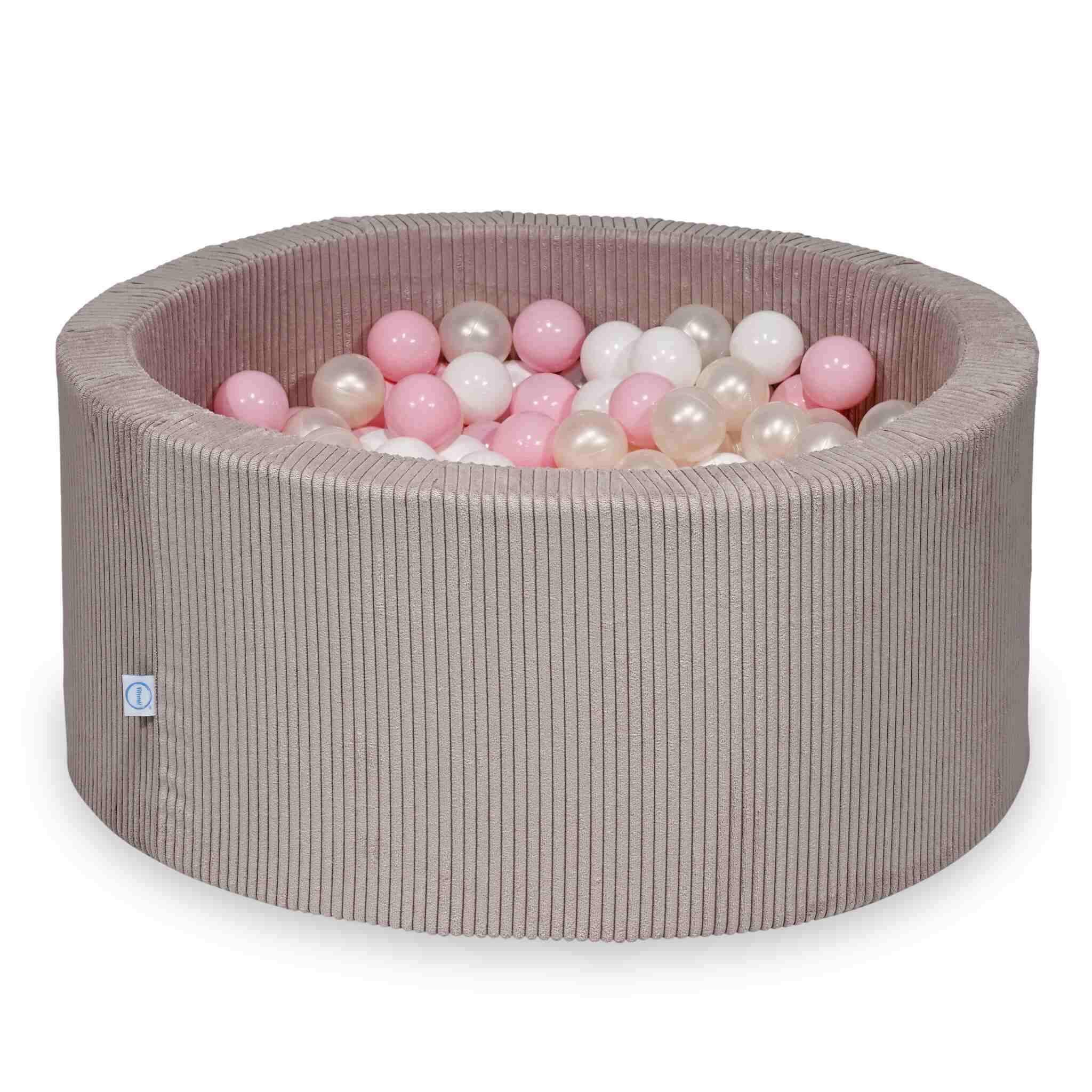 Piscine à balles en velours côtelé rose clair 90x40 cm avec 300 balles