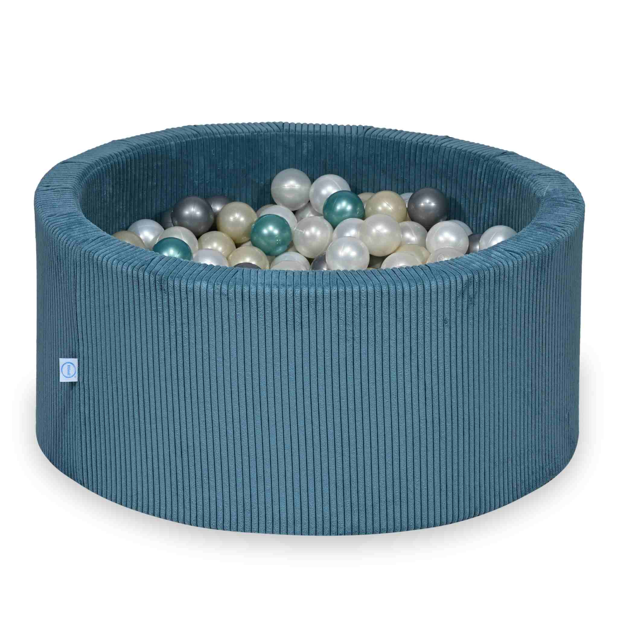 Piscine à balles en velours côtelé Bleu 90x40 cm avec 300 balles