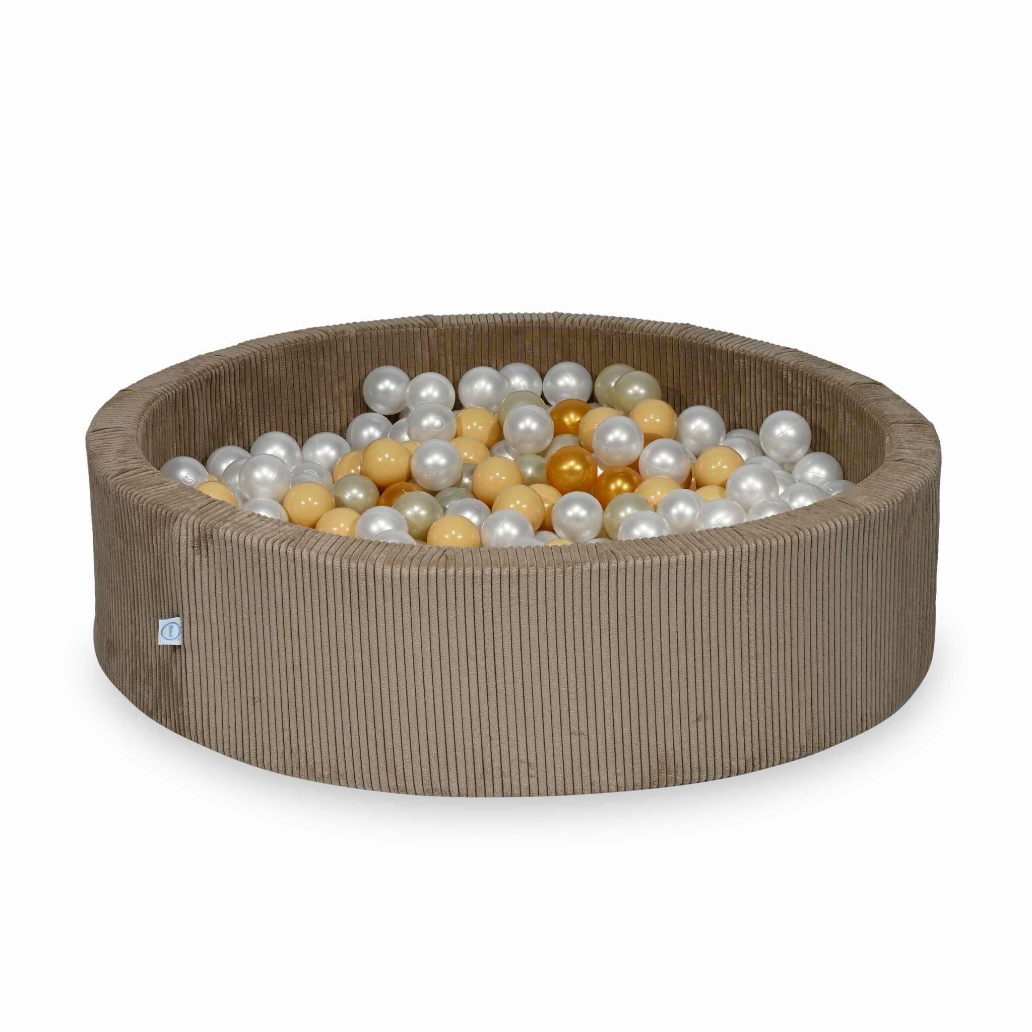 Piscine à balles en velours côtelé Toffee 110x30 cm avec 400 balles