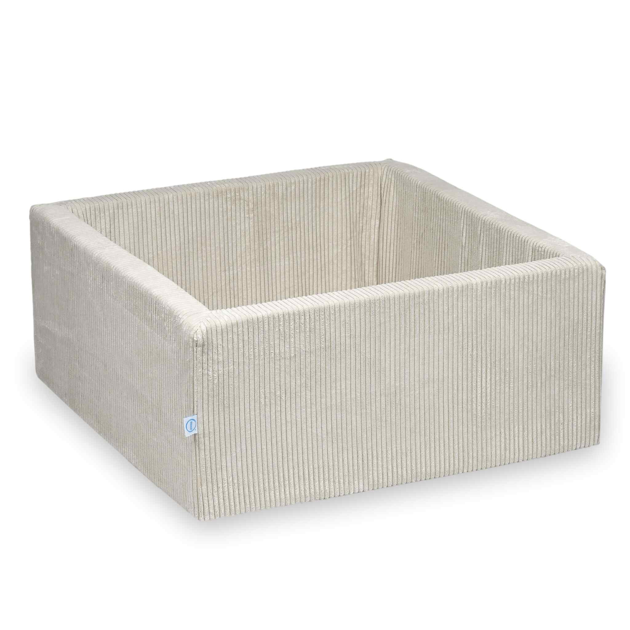 Piscine à balles carrée 90x90x40 cm velours côtelé beige sans balles