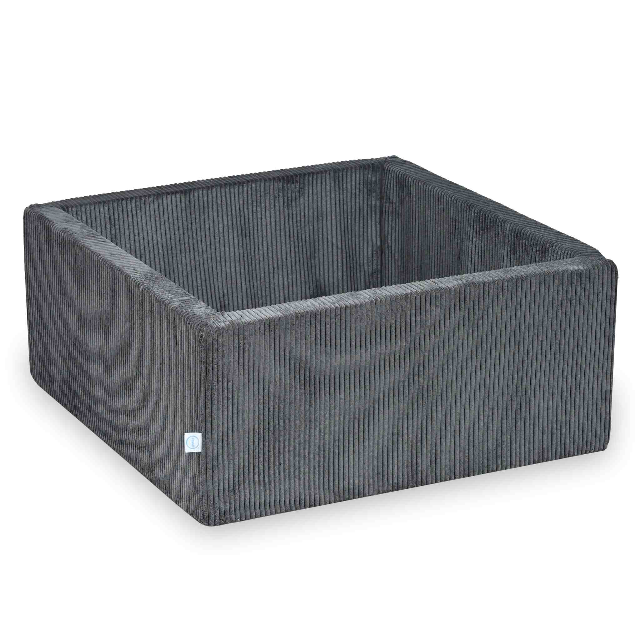 Piscine à balles carrée 90x90x40 cm velours côtelé graphite sans balles