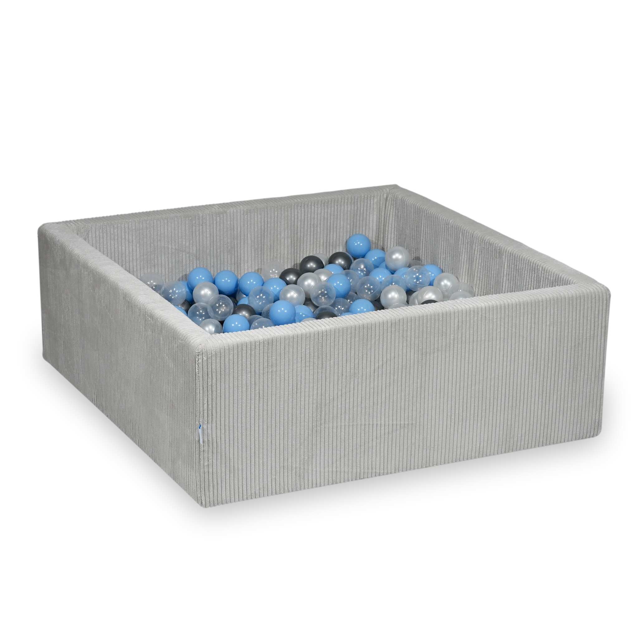 Piscine à balles carrée 110x110x40 cm en velours côtelé Gris, 600 balles