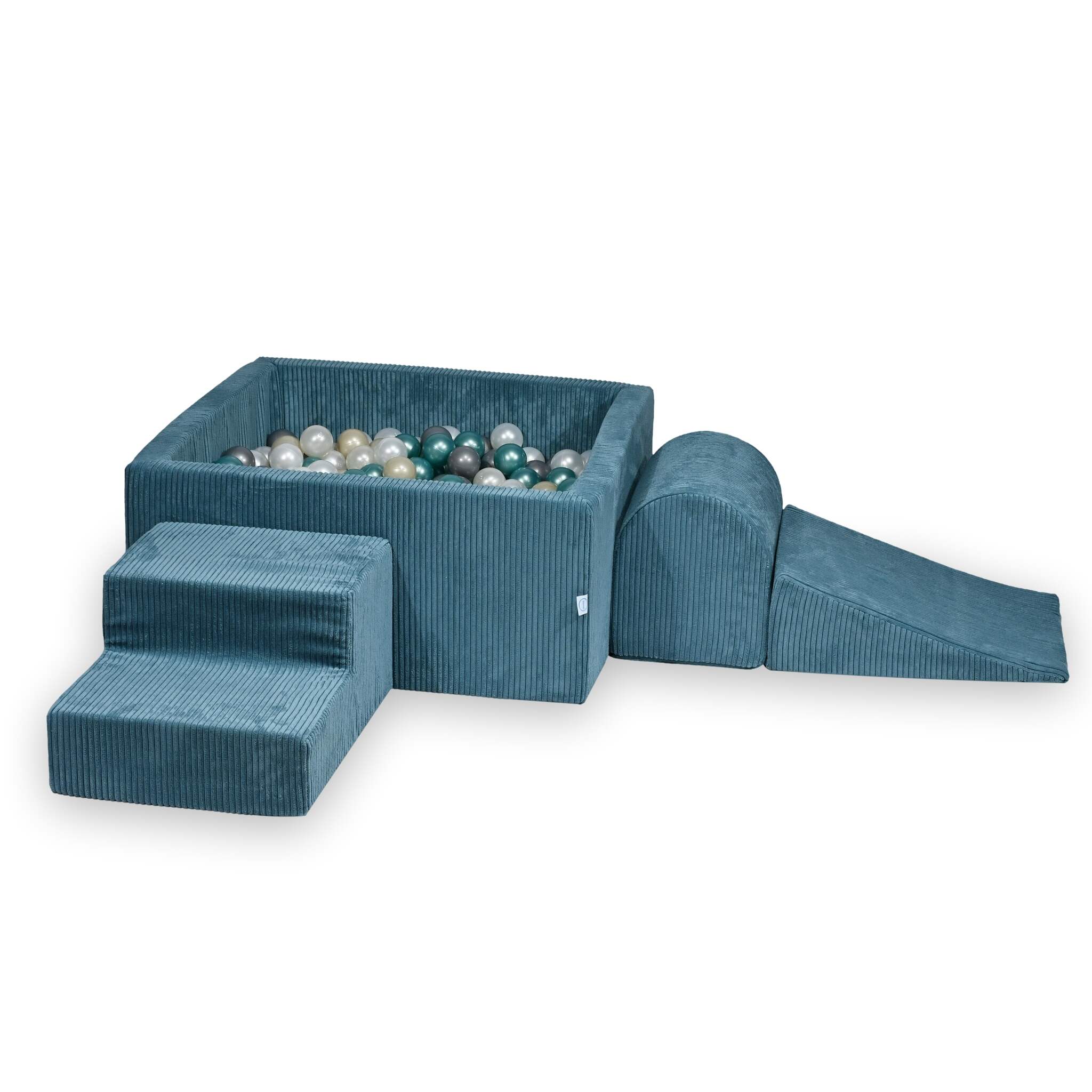 Aire de jeux en mousse avec piscine à balles carrée set de jeu enfant 90x90x40 côtelé bleu + 400 balles